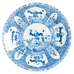 Antique ca 1900 european mosa Plate maastricht Hunter kangxi style