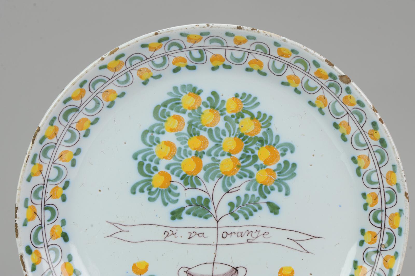 Other Antique Ca 1900 French Plate with ViVA Oranje Faience Willem V For Sale