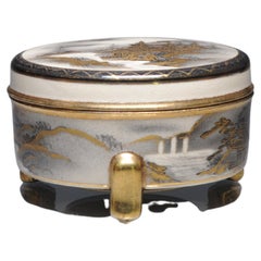Antique Ca 1900 Japanese Meiji or Taisho Period Satsuma Powder Box with Cover