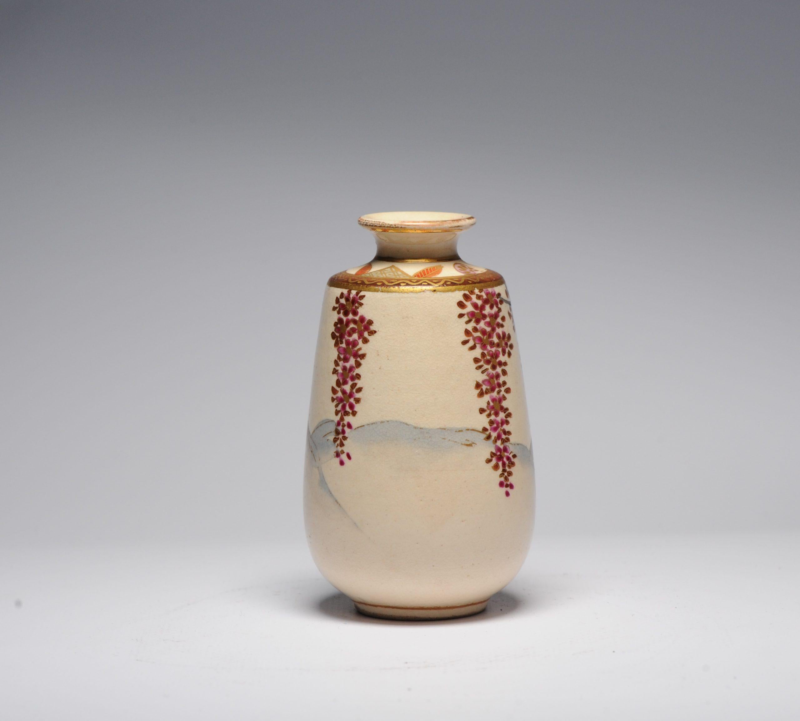 Porcelain Antique ca 1900 Japanese Satsuma Hotoda Mini Vase Richly Decorated For Sale