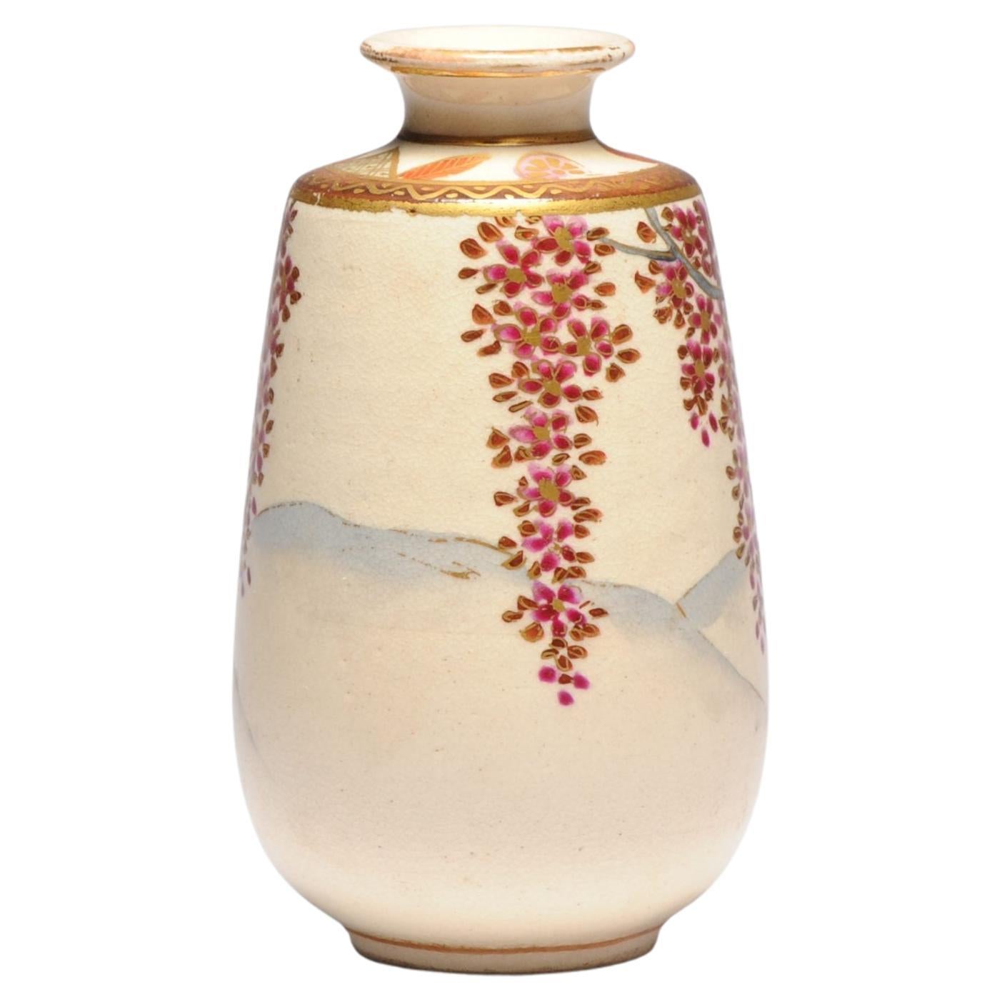 Antique ca 1900 Japanese Satsuma Hotoda Mini Vase Richly Decorated For Sale