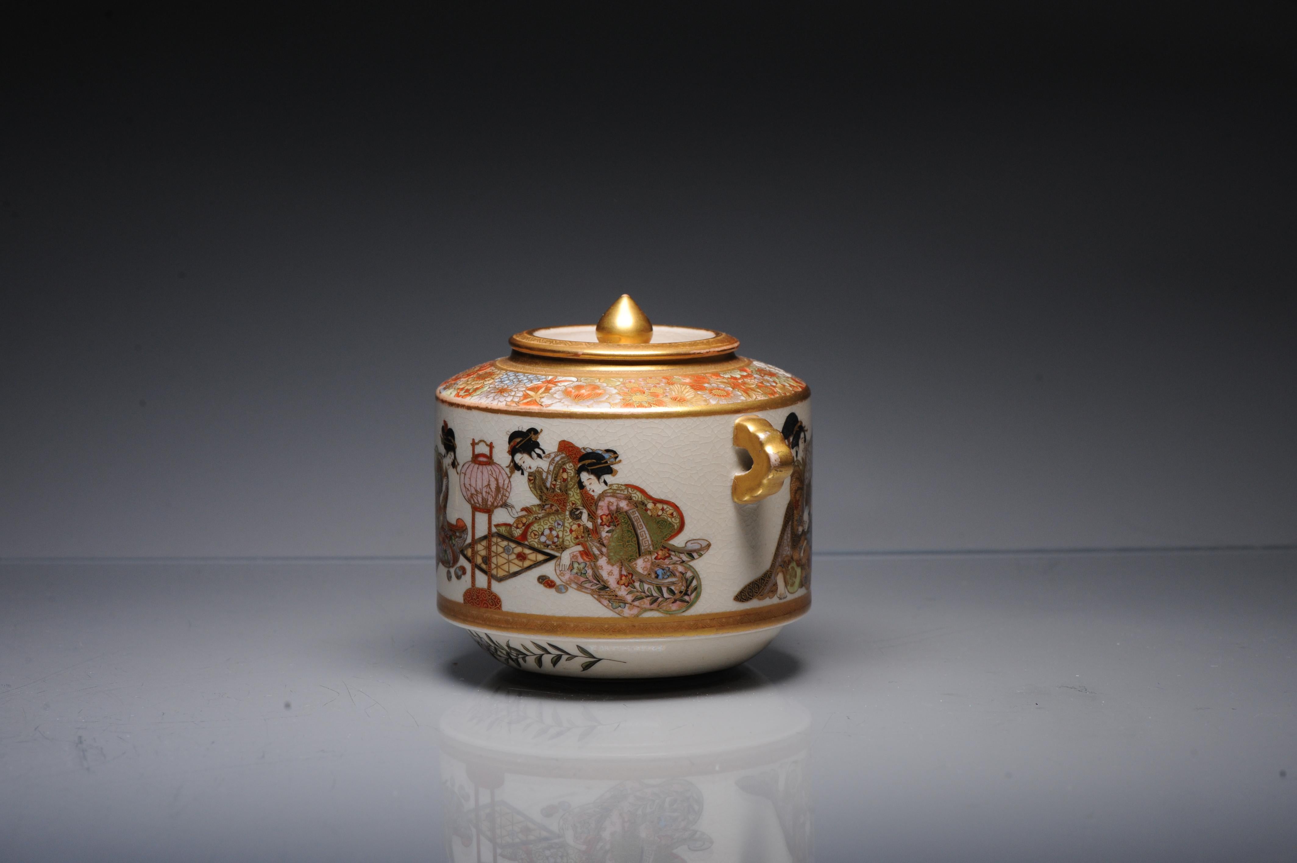 Meiji Antique ca 1900 Japanese Satsuma Ryozan Jar Richly Decorated Marked