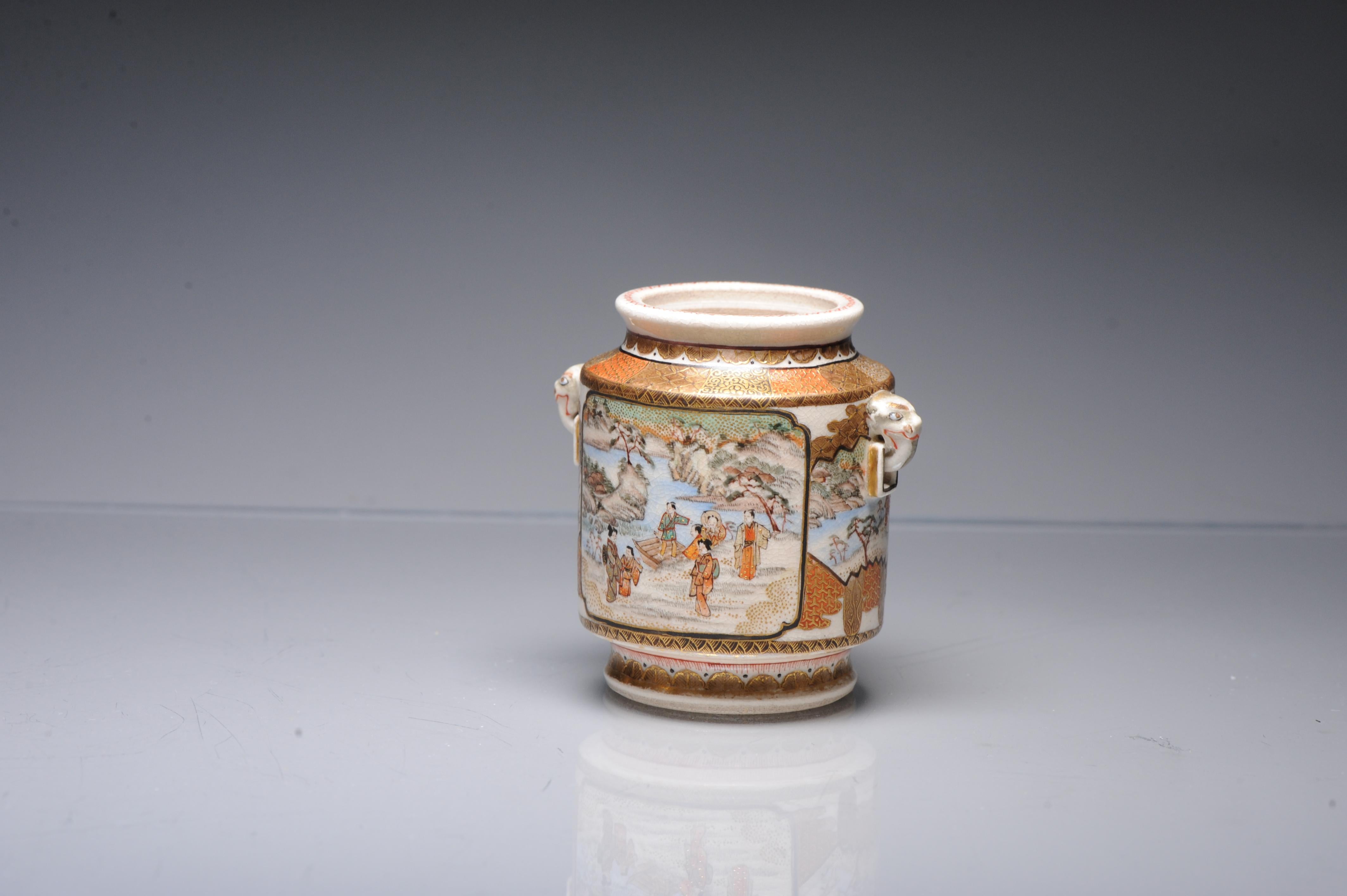 Antique ca 1900 Japanese Satsuma Top Quality Jar Richly Decorated Unmarked For Sale 4