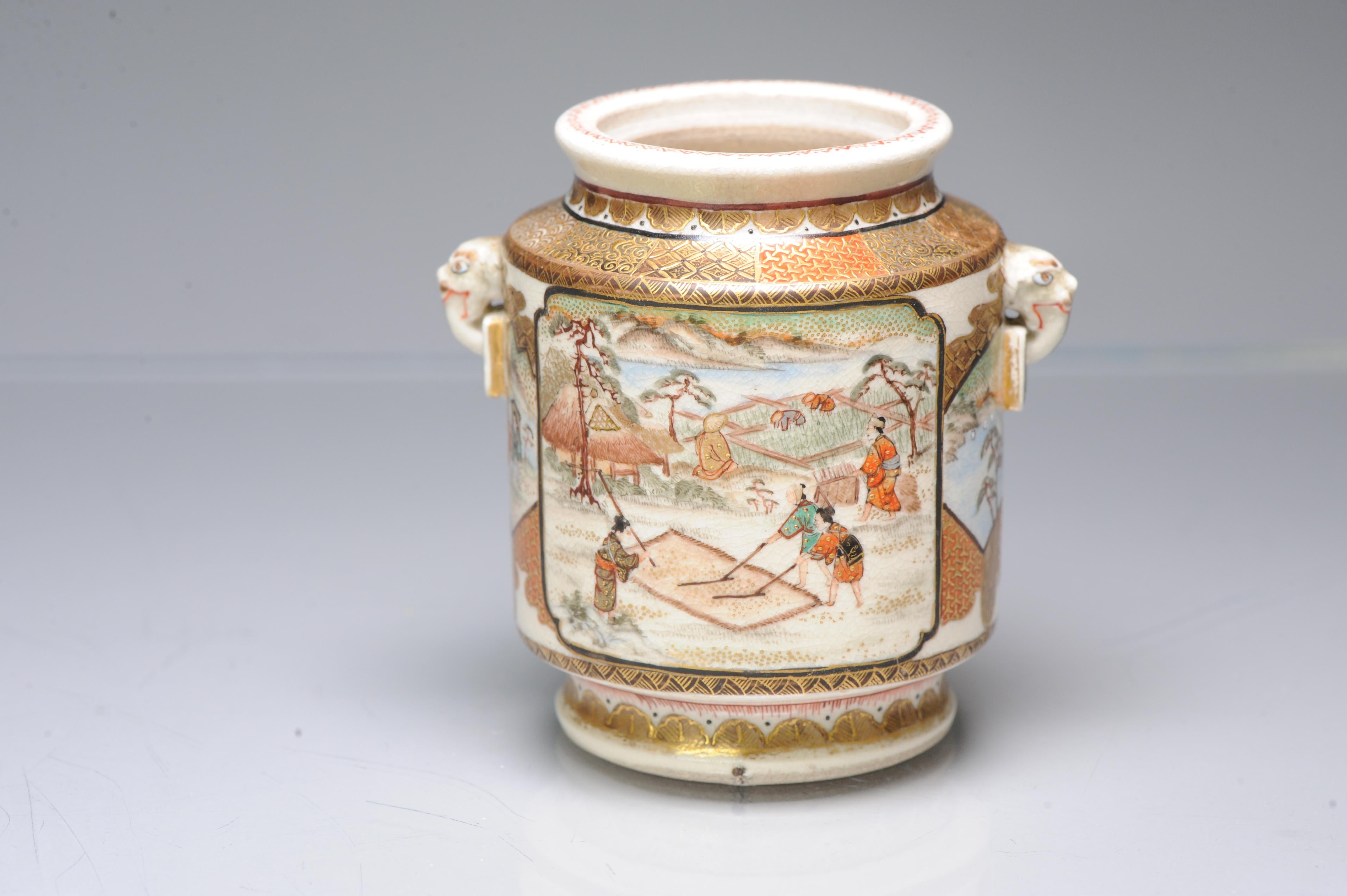 Antique ca 1900 Japanese Satsuma Top Quality Jar Richly Decorated Unmarked For Sale 7