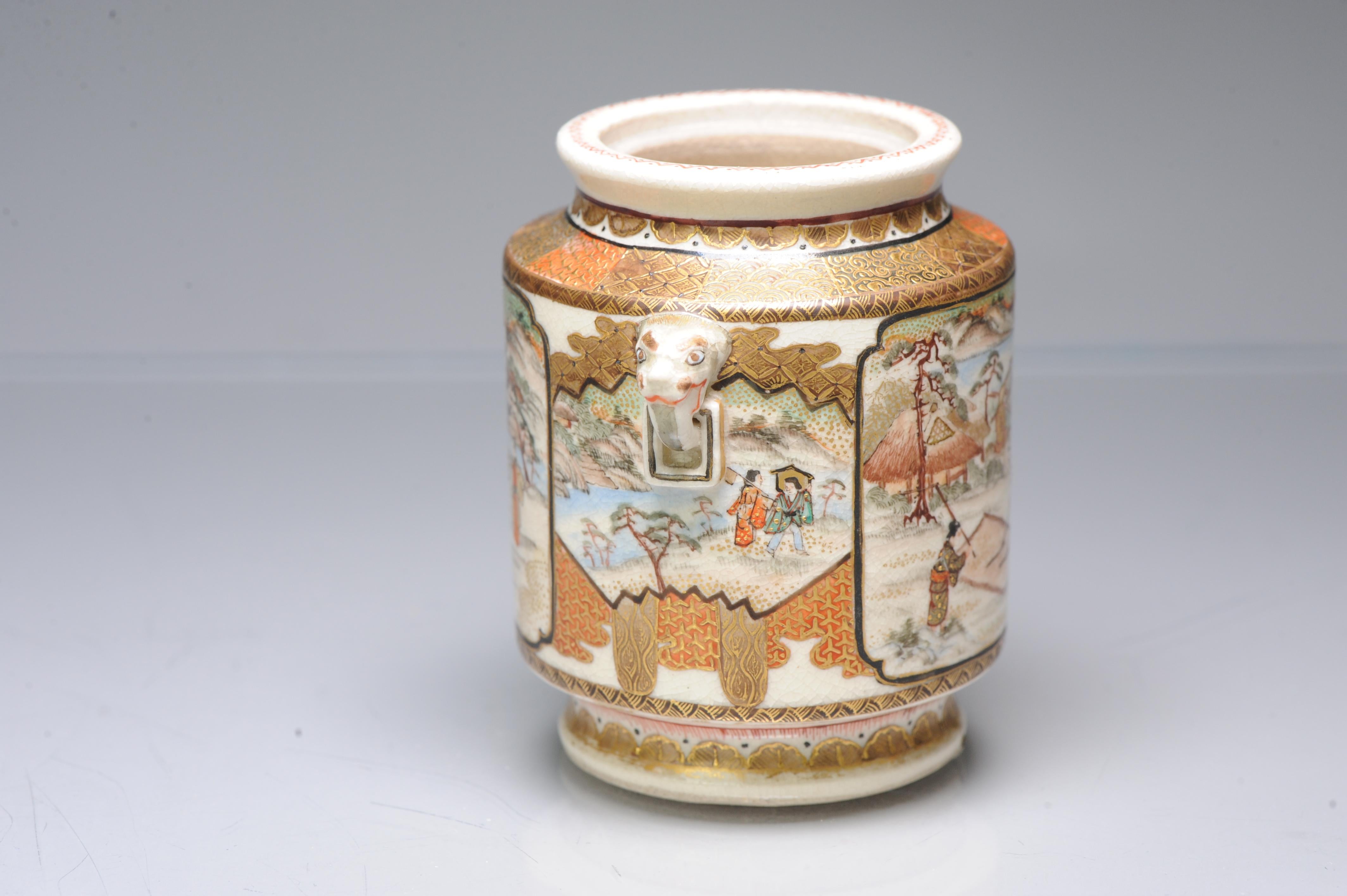 Antique ca 1900 Japanese Satsuma Top Quality Jar Richly Decorated Unmarked For Sale 8