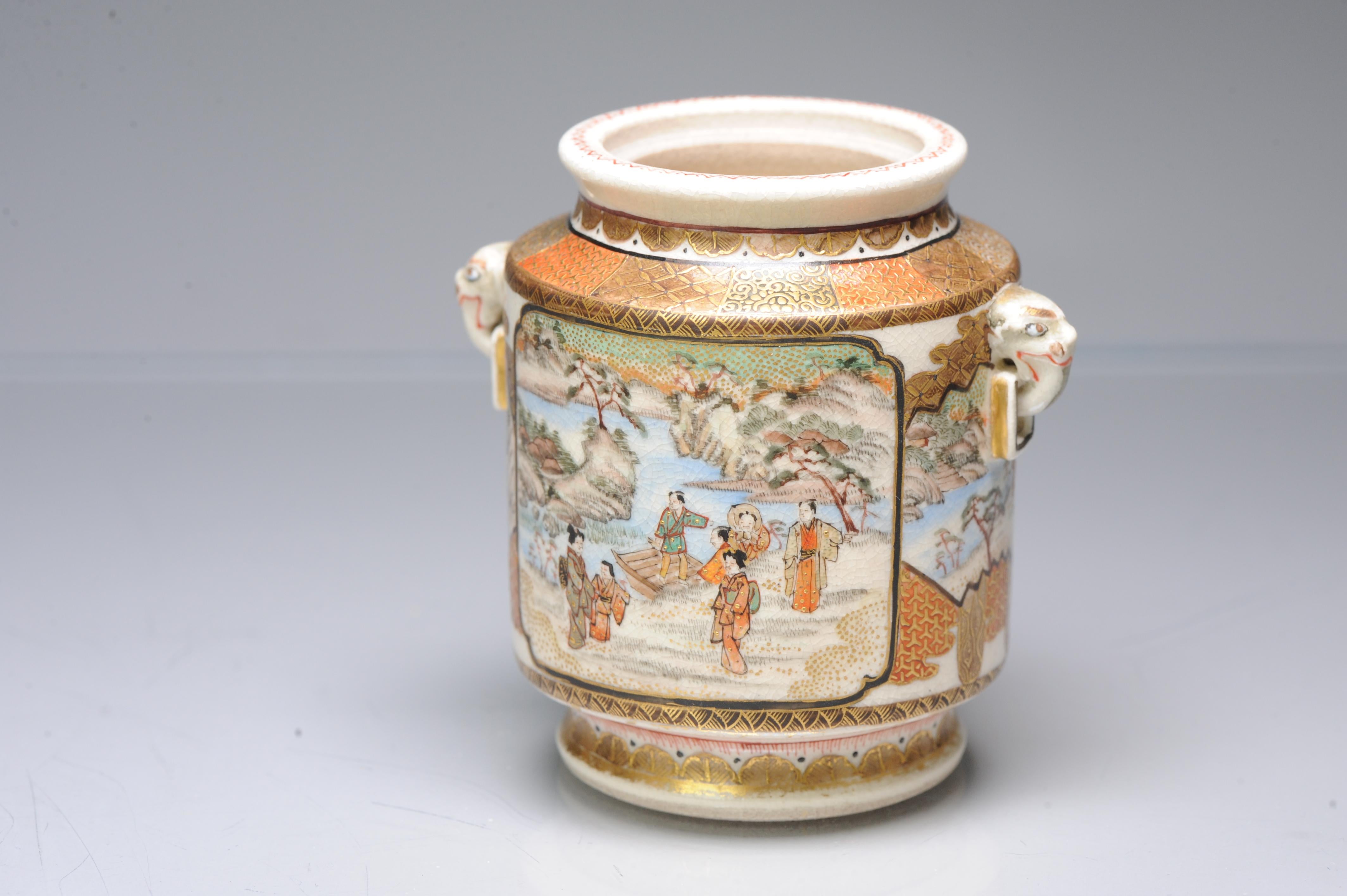 Antique ca 1900 Japanese Satsuma Top Quality Jar Richly Decorated Unmarked For Sale 9
