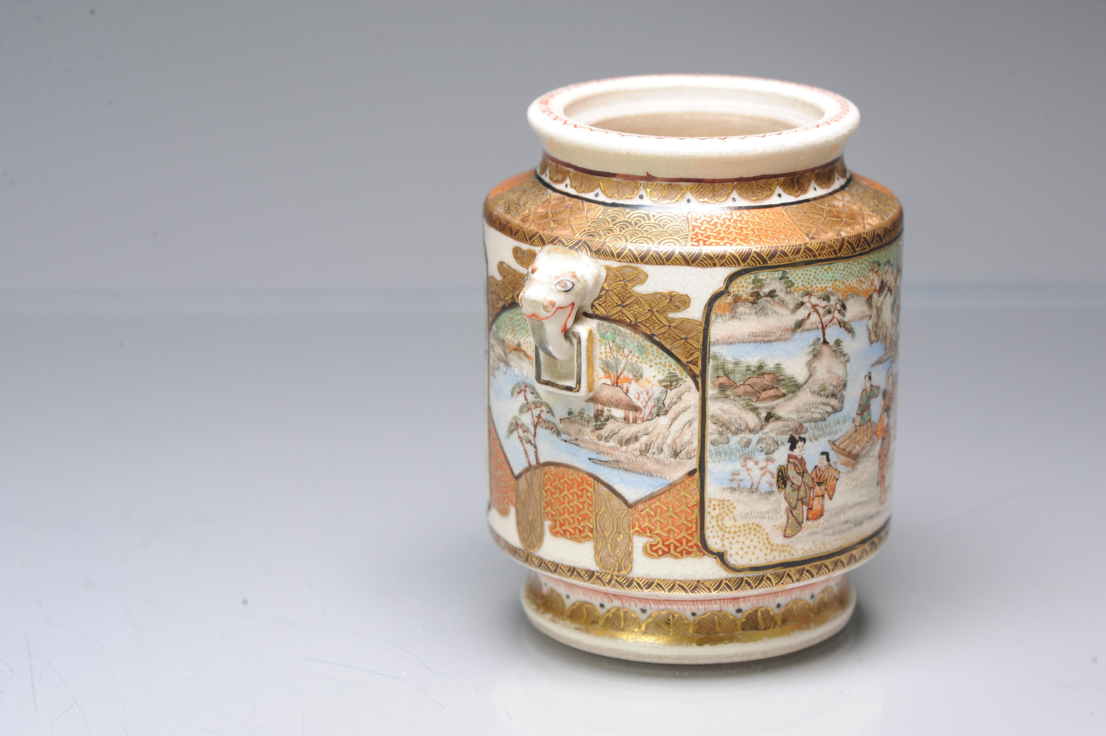 Antique ca 1900 Japanese Satsuma Top Quality Jar Richly Decorated Unmarked For Sale 10