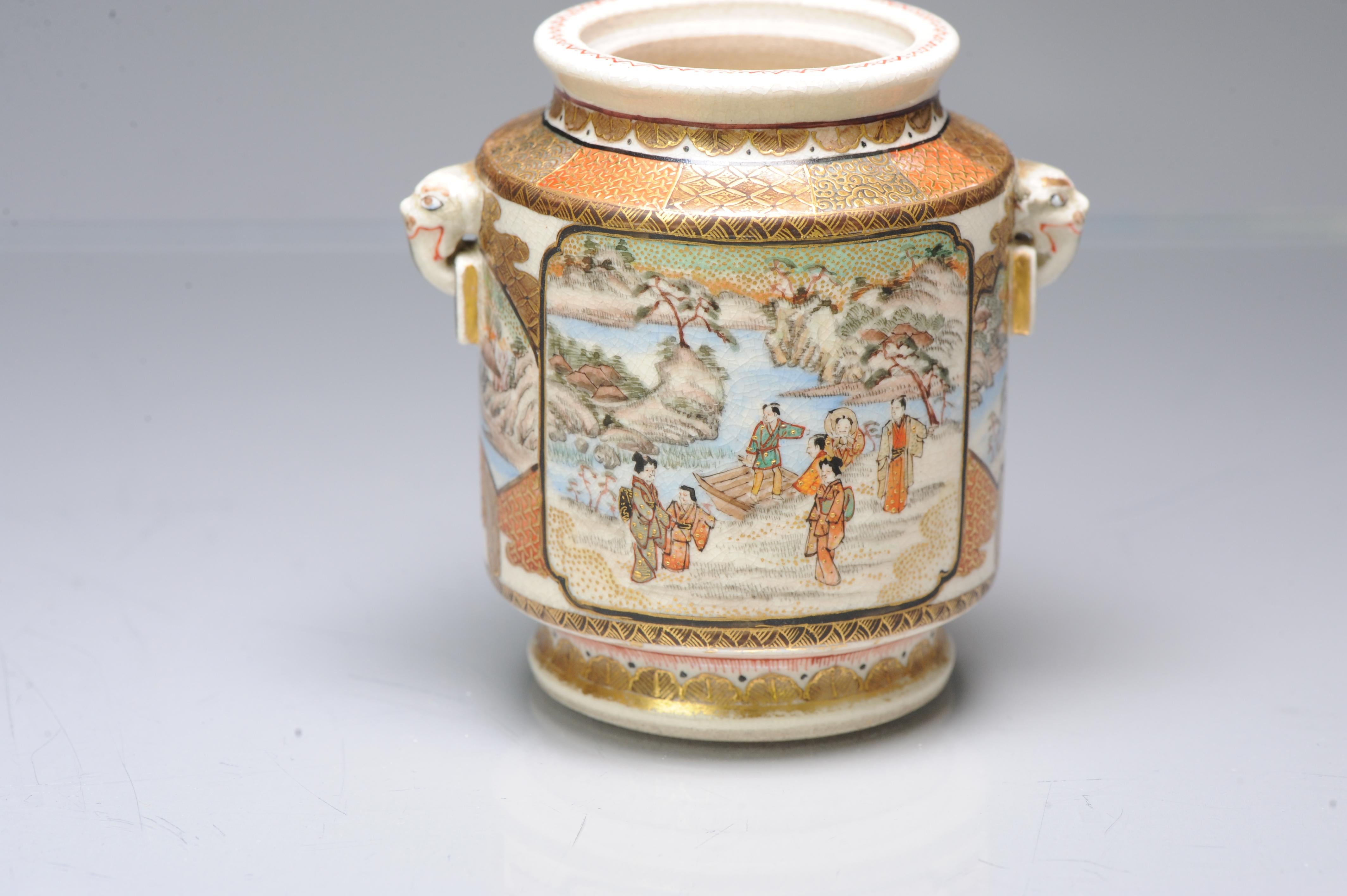 Antique ca 1900 Japanese Satsuma Top Quality Jar Richly Decorated Unmarked For Sale 12
