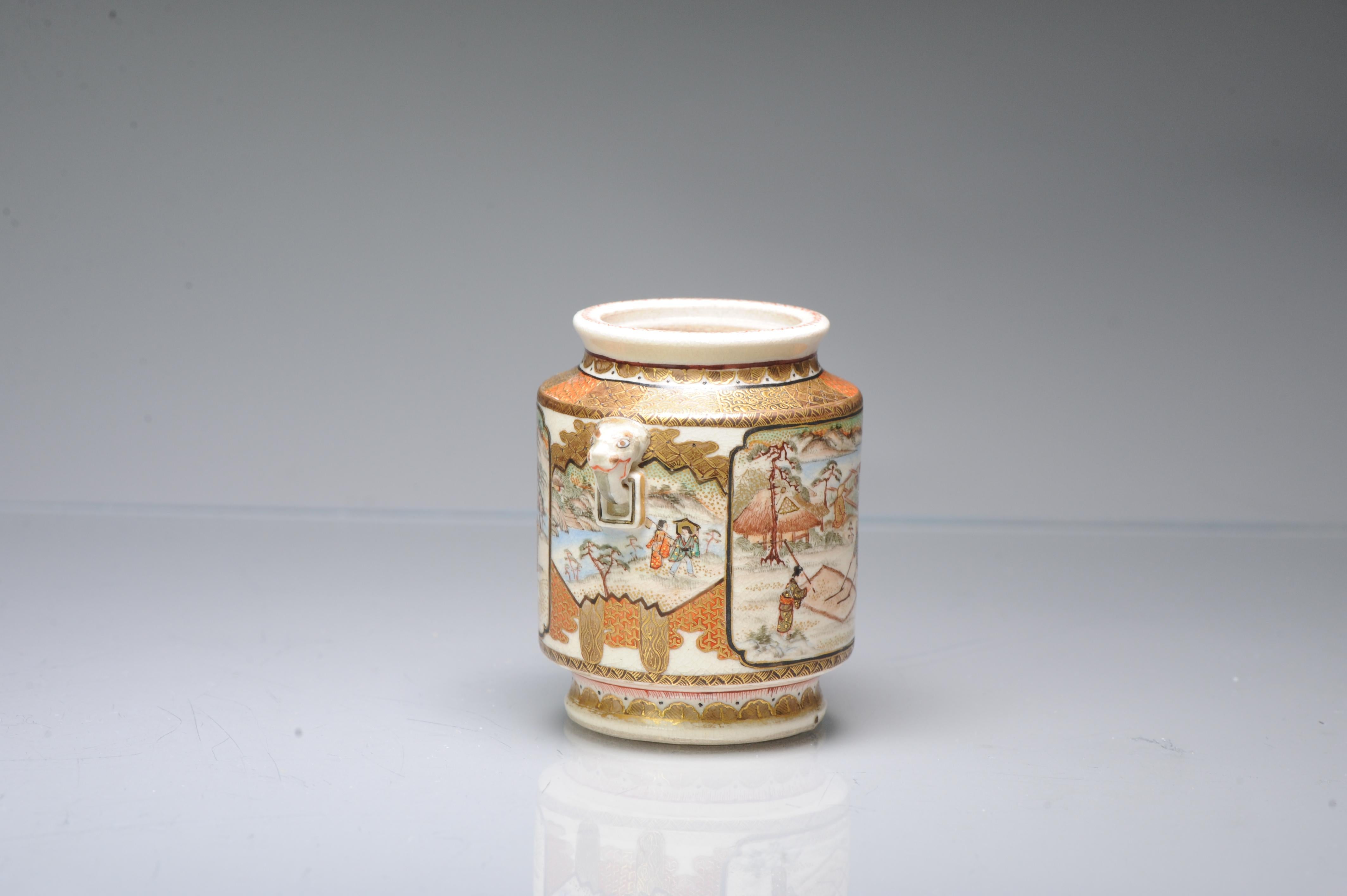 Antique ca 1900 Japanese Satsuma Top Quality Jar Richly Decorated Unmarked In Excellent Condition For Sale In Amsterdam, Noord Holland