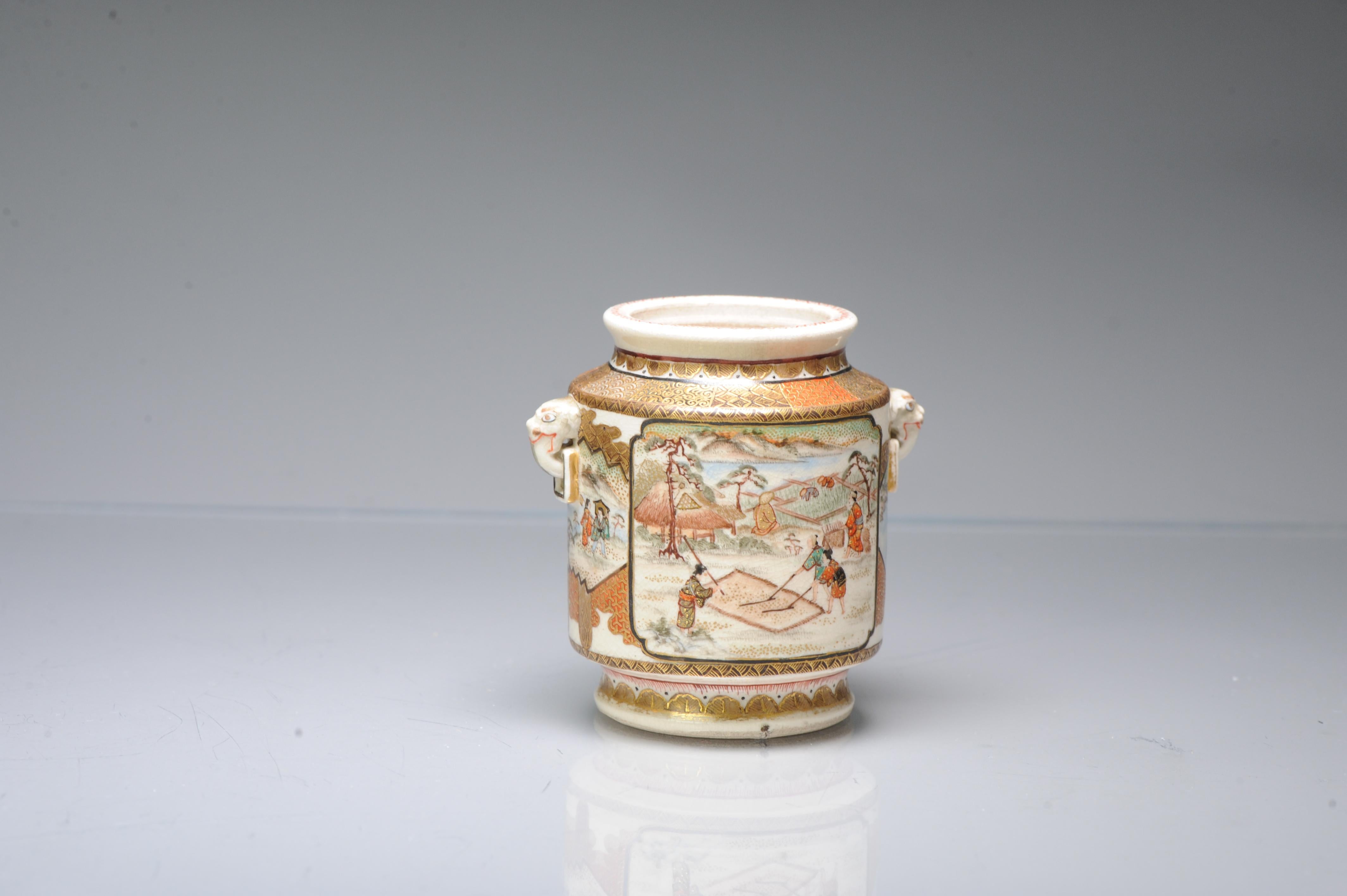 19th Century Antique ca 1900 Japanese Satsuma Top Quality Jar Richly Decorated Unmarked For Sale