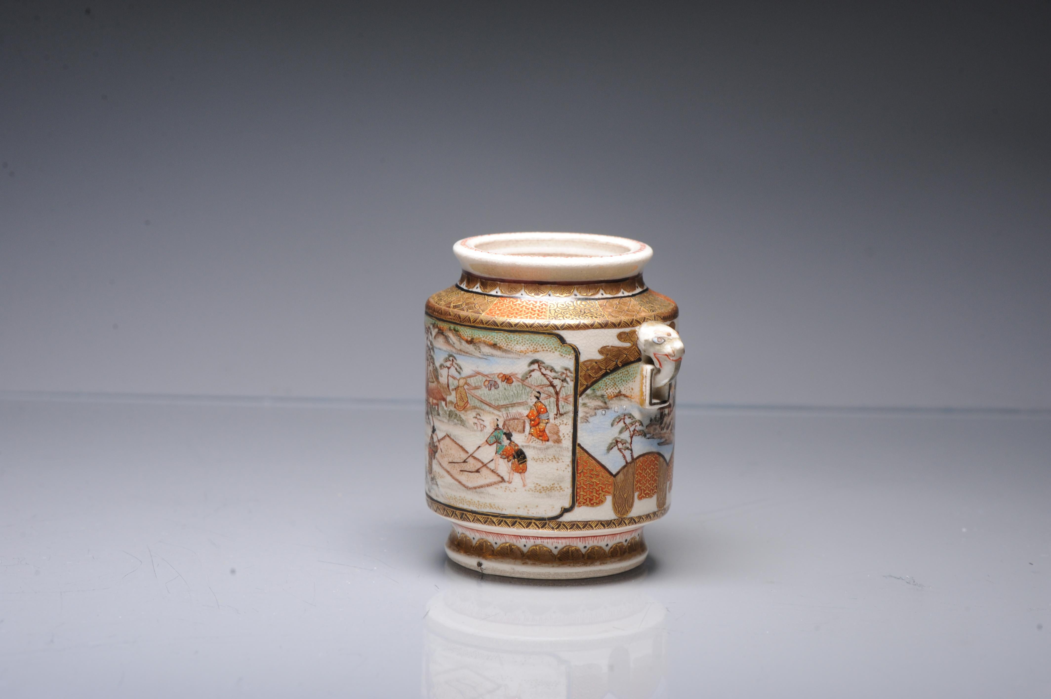 Antique ca 1900 Japanese Satsuma Top Quality Jar Richly Decorated Unmarked For Sale 1