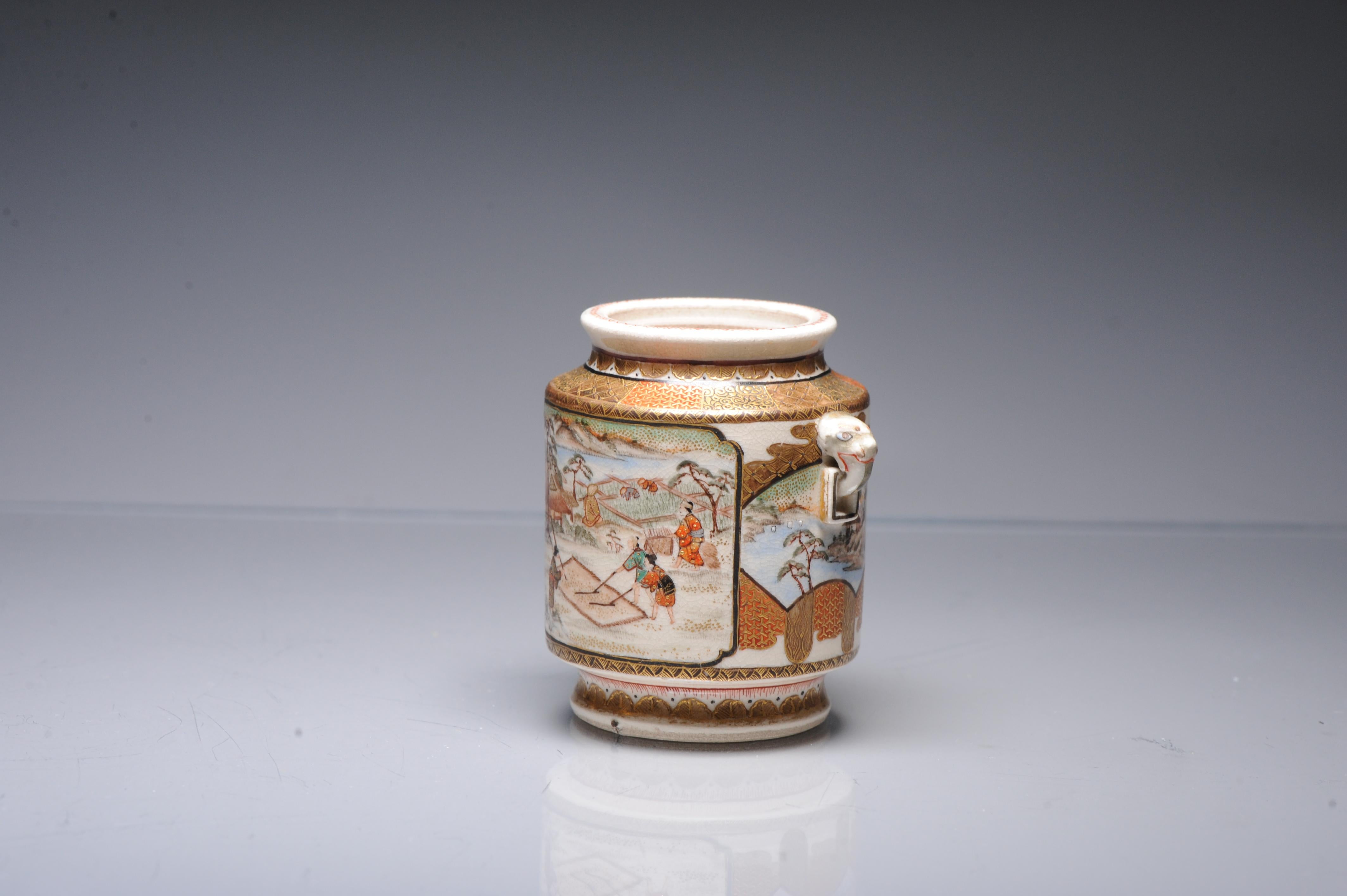 Antique ca 1900 Japanese Satsuma Top Quality Jar Richly Decorated Unmarked For Sale 2