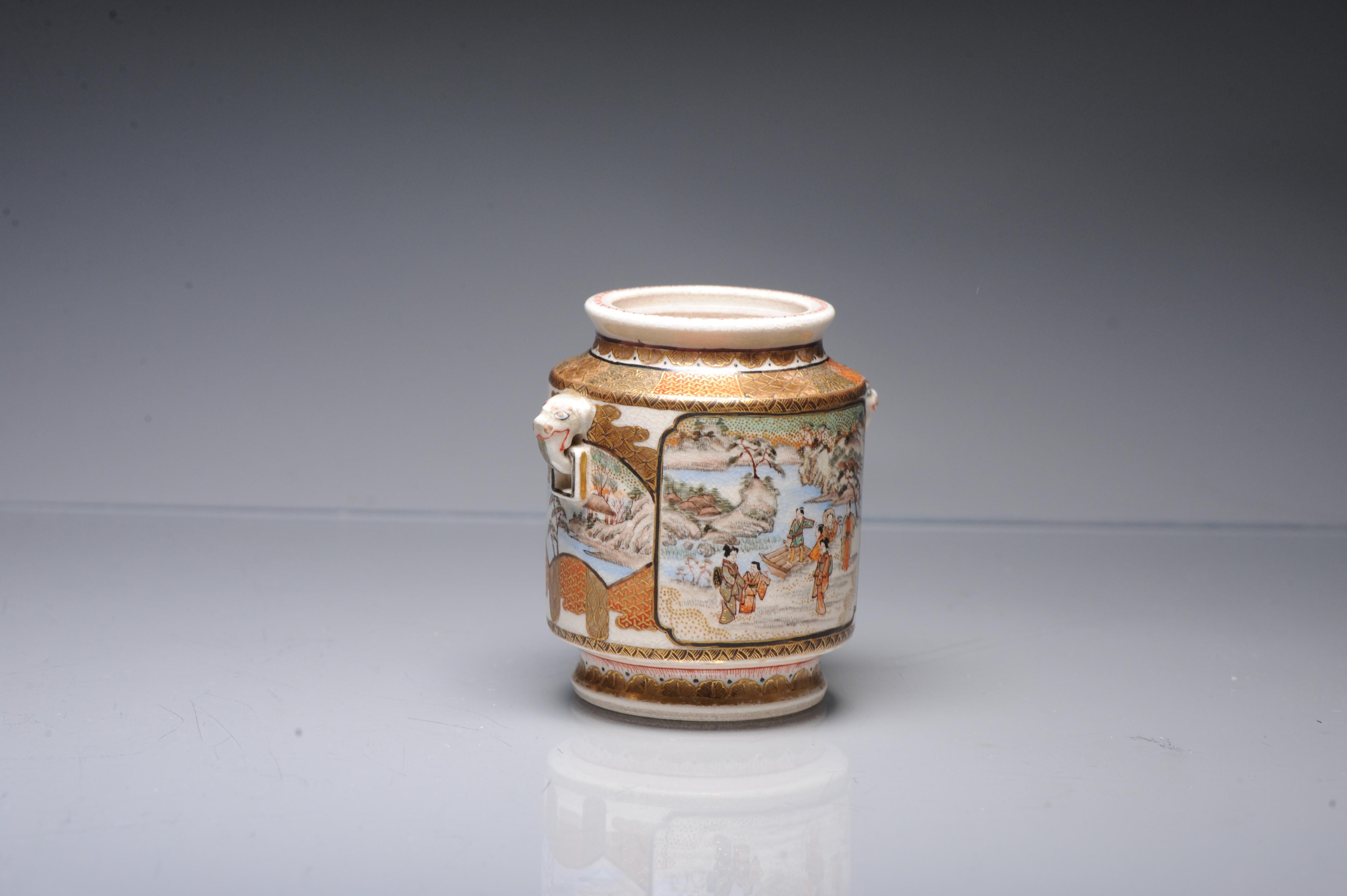 Antique ca 1900 Japanese Satsuma Top Quality Jar Richly Decorated Unmarked For Sale 3