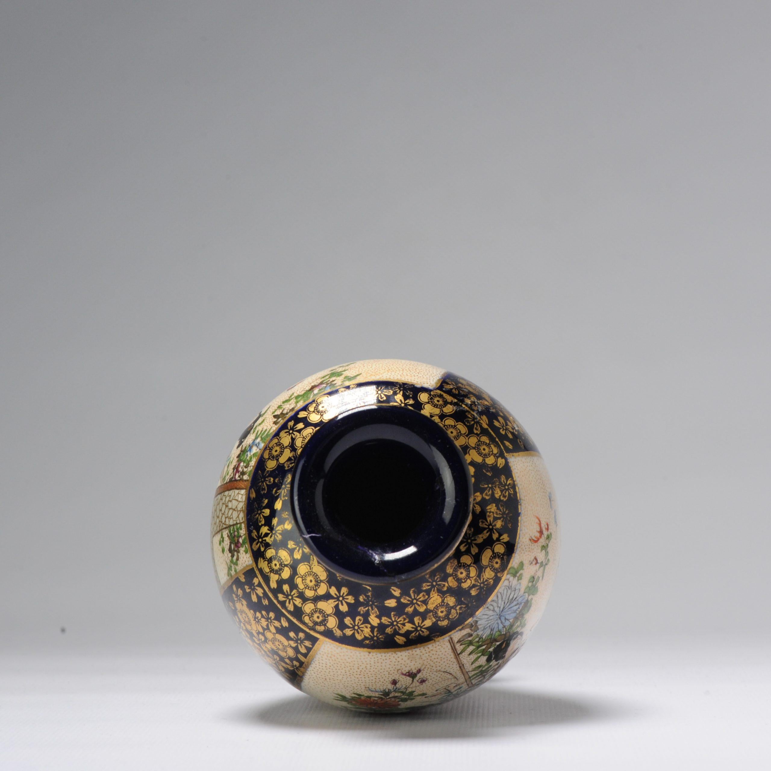 Antique ca 1900 Japanese Satsuma vase Richly Decorated Marked For Sale 4