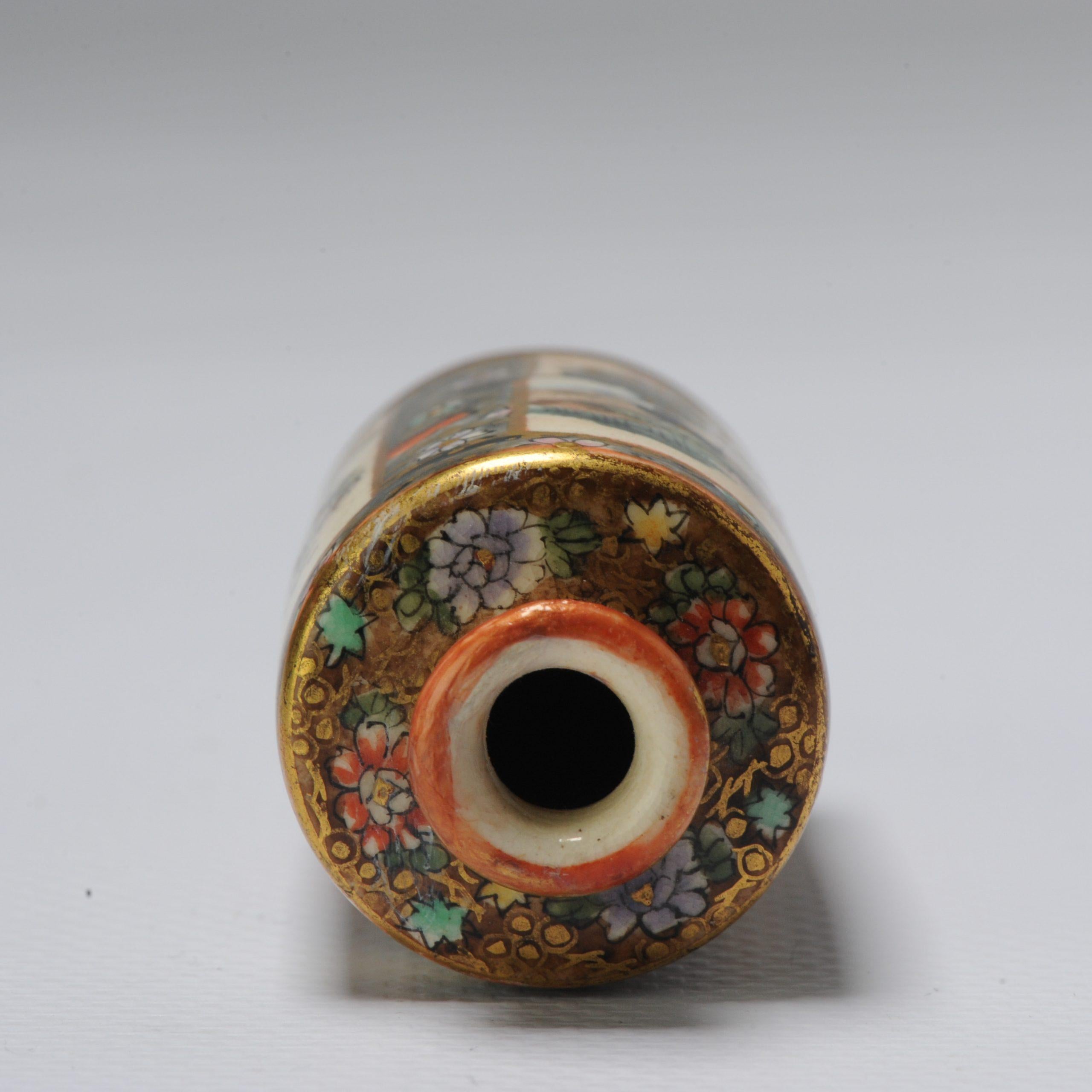 Meiji Antique ca 1900 Japanese Satsuma Vase Richly Decorated Marked Miniature For Sale