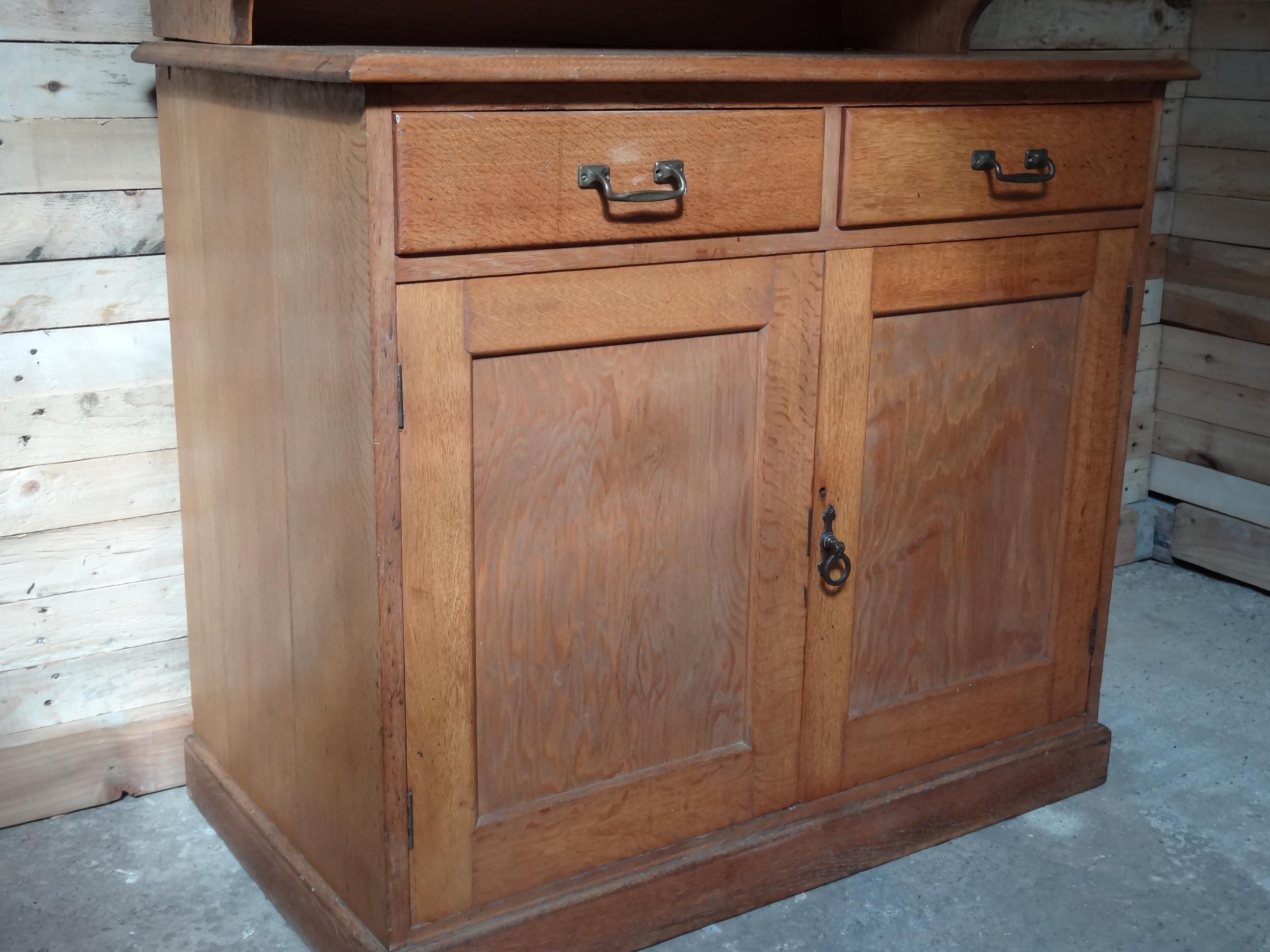 Antique Ca 1900 Solid Light Oak English Kitchen Cabinet 6