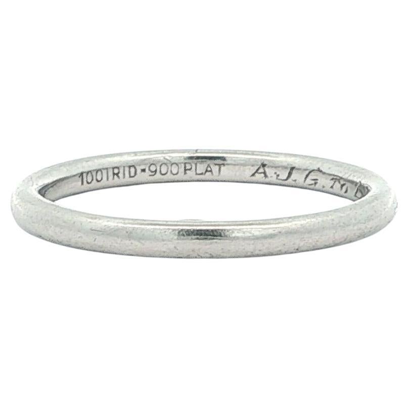Antique ca. 1930 Platinum 1.8mm Classic Stackable Wedding Band Ring For Sale