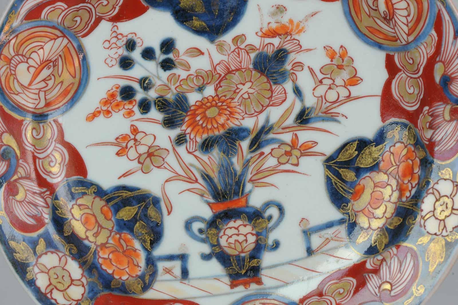 Antique circa 1700 Japanese Imari Porcelain Plates Arita Edo Flowers 5
