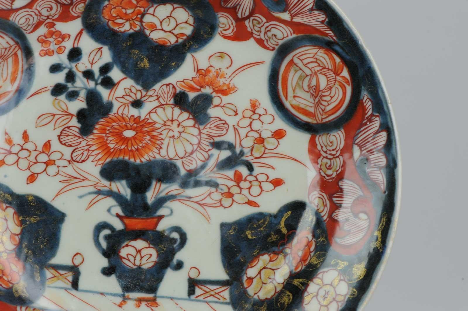 Antique circa 1700 Japanese Imari Porcelain Plates Arita Edo Flowers 7