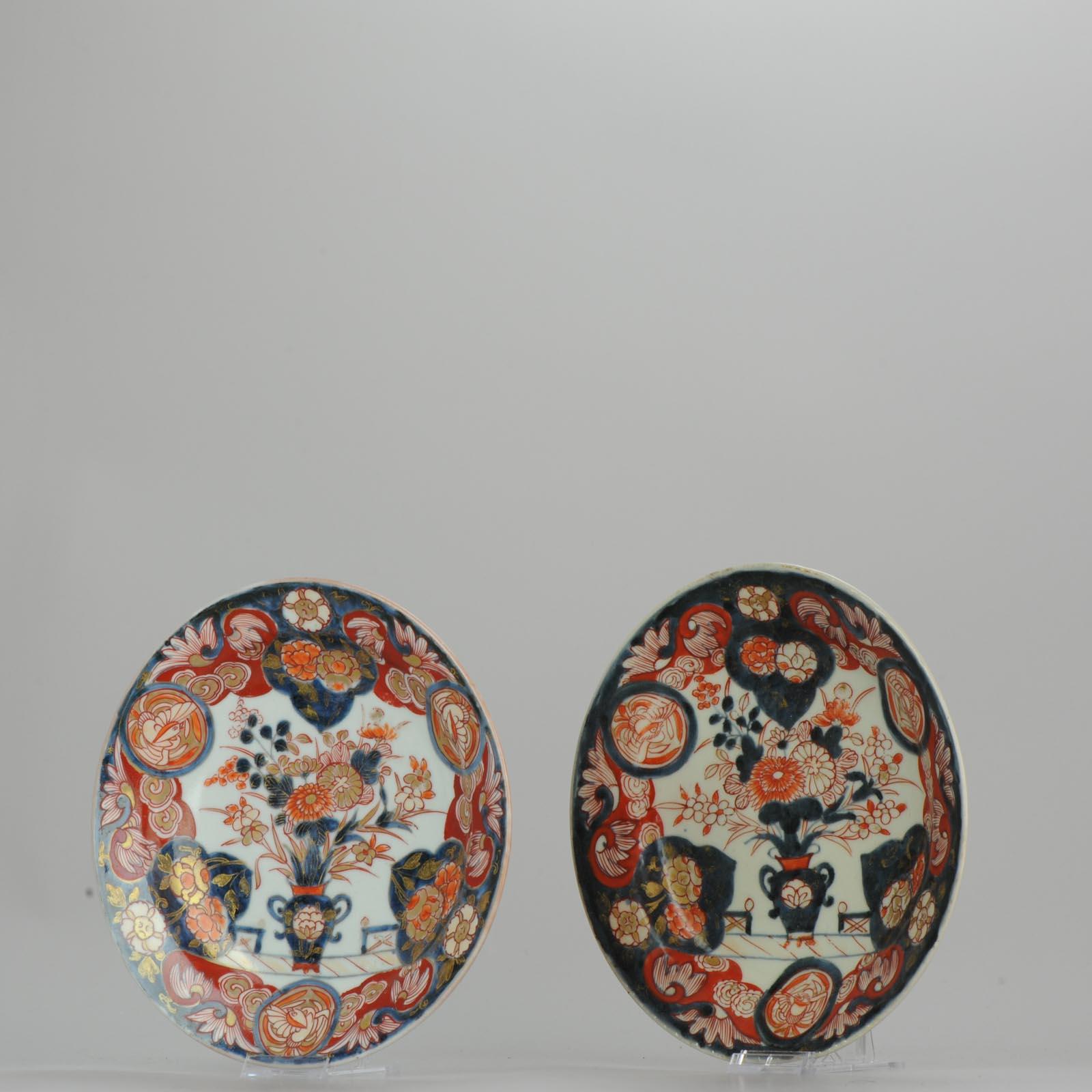 17th Century Antique circa 1700 Japanese Imari Porcelain Plates Arita Edo Flowers