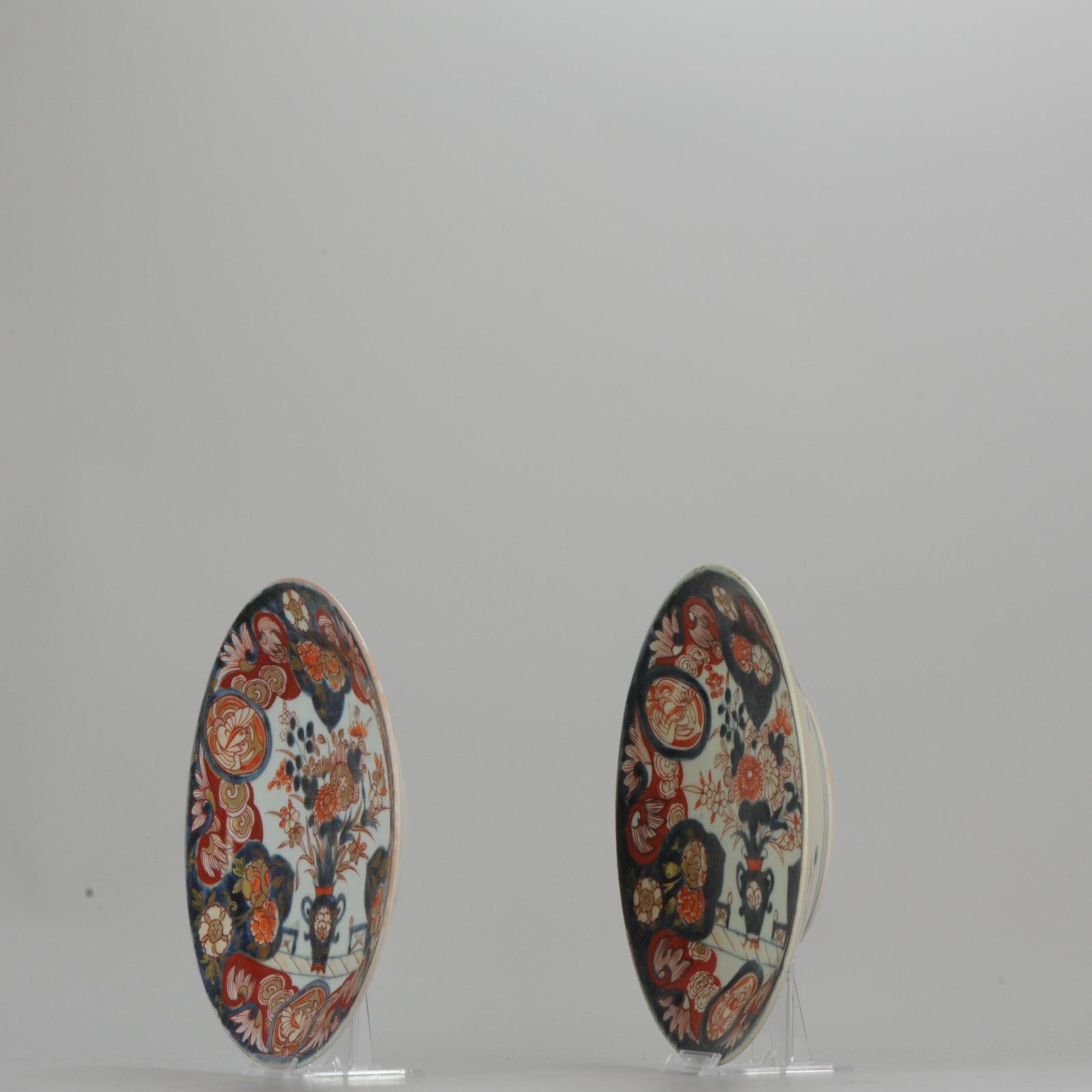 Earthenware Antique circa 1700 Japanese Imari Porcelain Plates Arita Edo Flowers