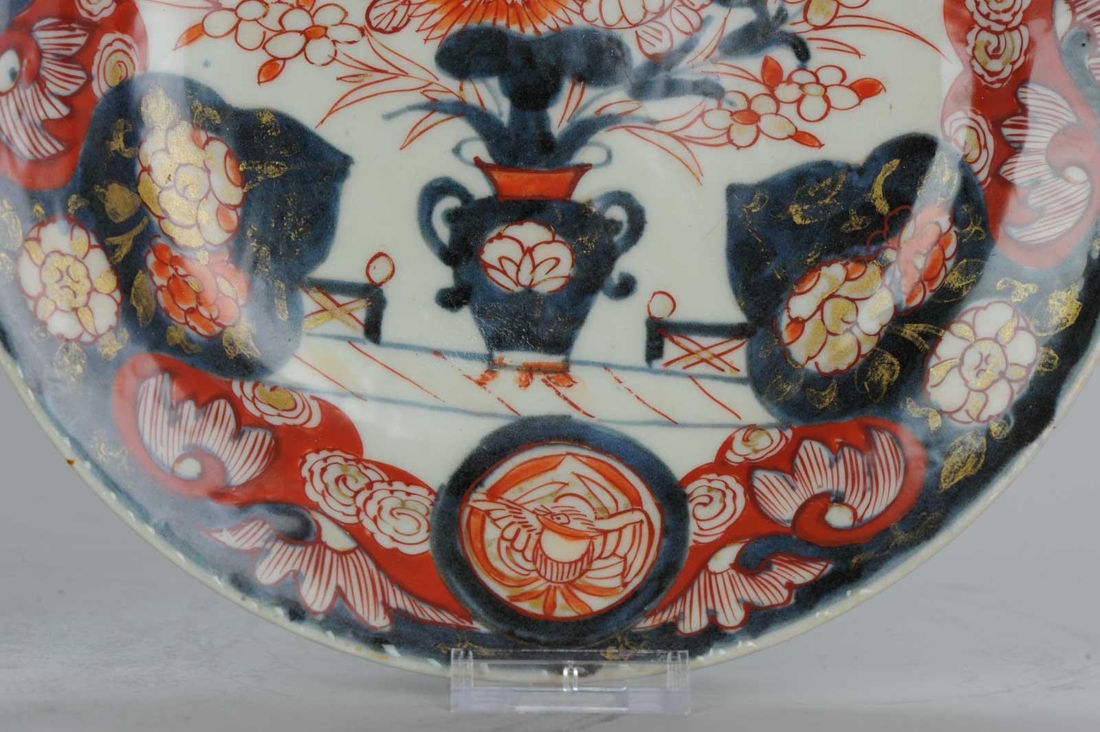 Antique circa 1700 Japanese Imari Porcelain Plates Arita Edo Flowers 4