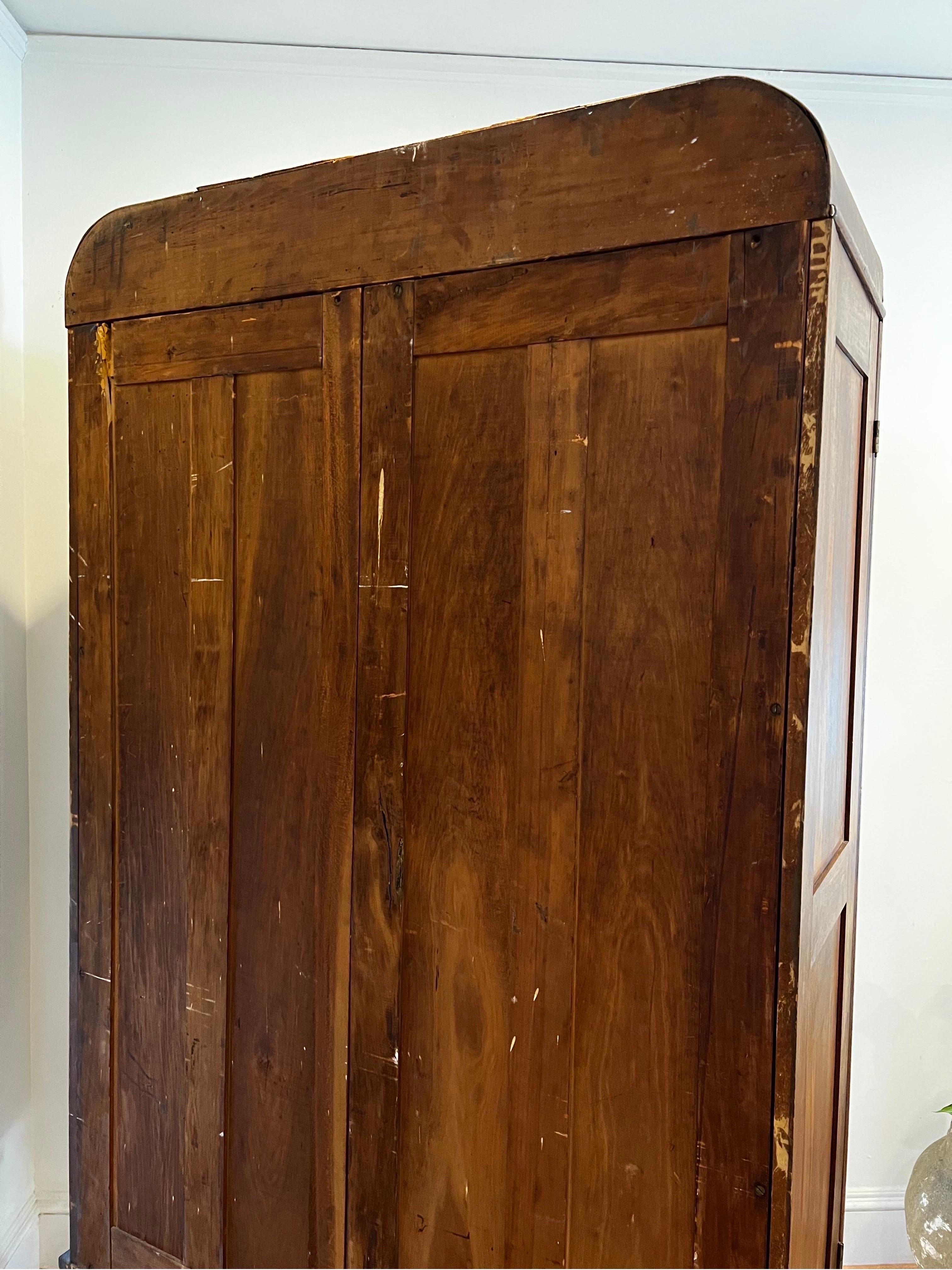 Antique Cabinet /Armoire with Carved Detail on Top For Sale 4