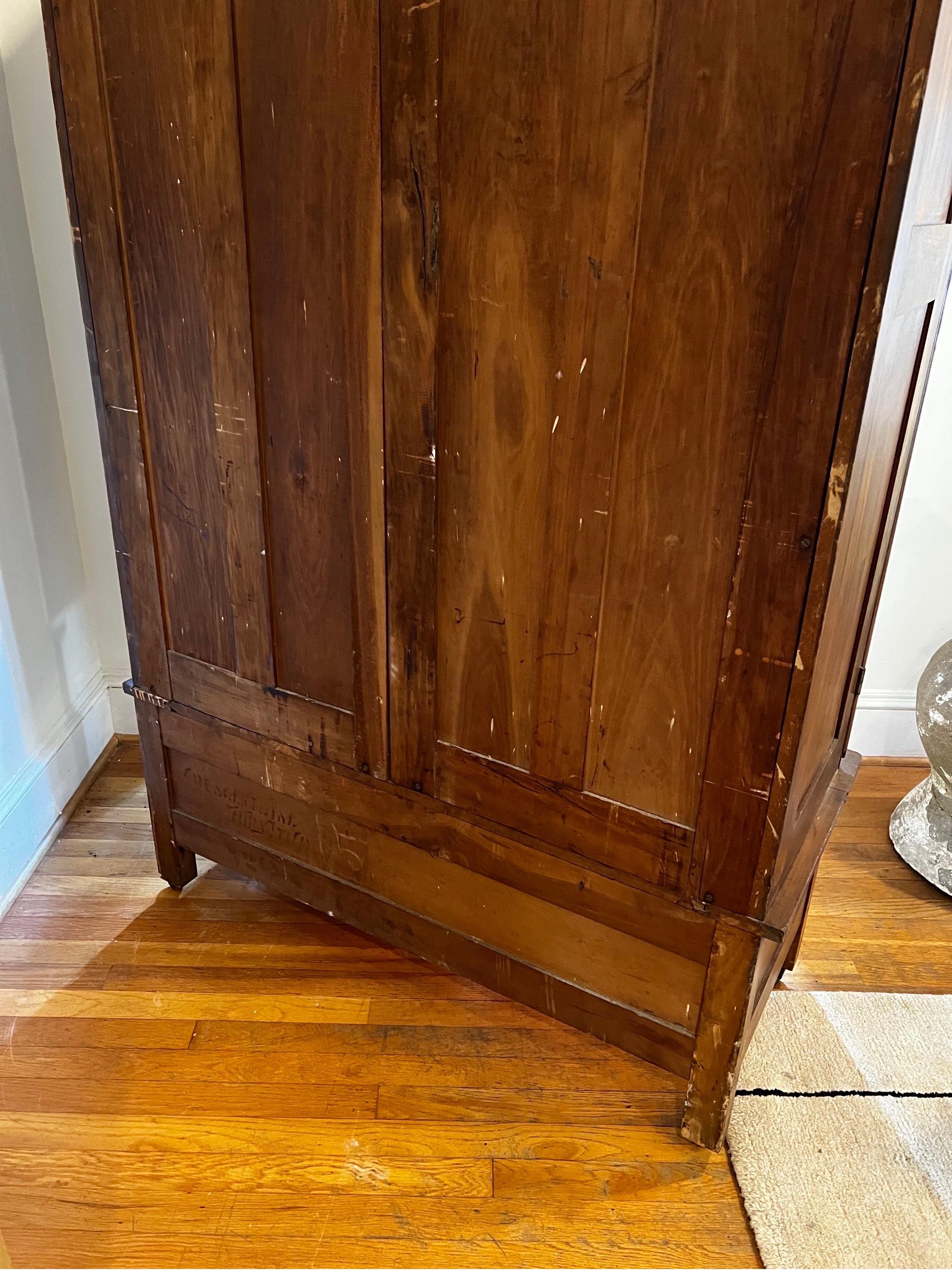 Antique Cabinet /Armoire with Carved Detail on Top For Sale 5
