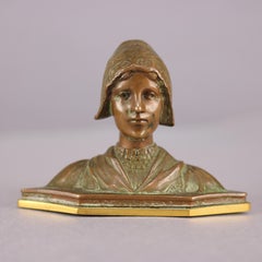 Antique Cabinet Bronze Bust Portrait Bust Sculpture of Woman, circa 1900