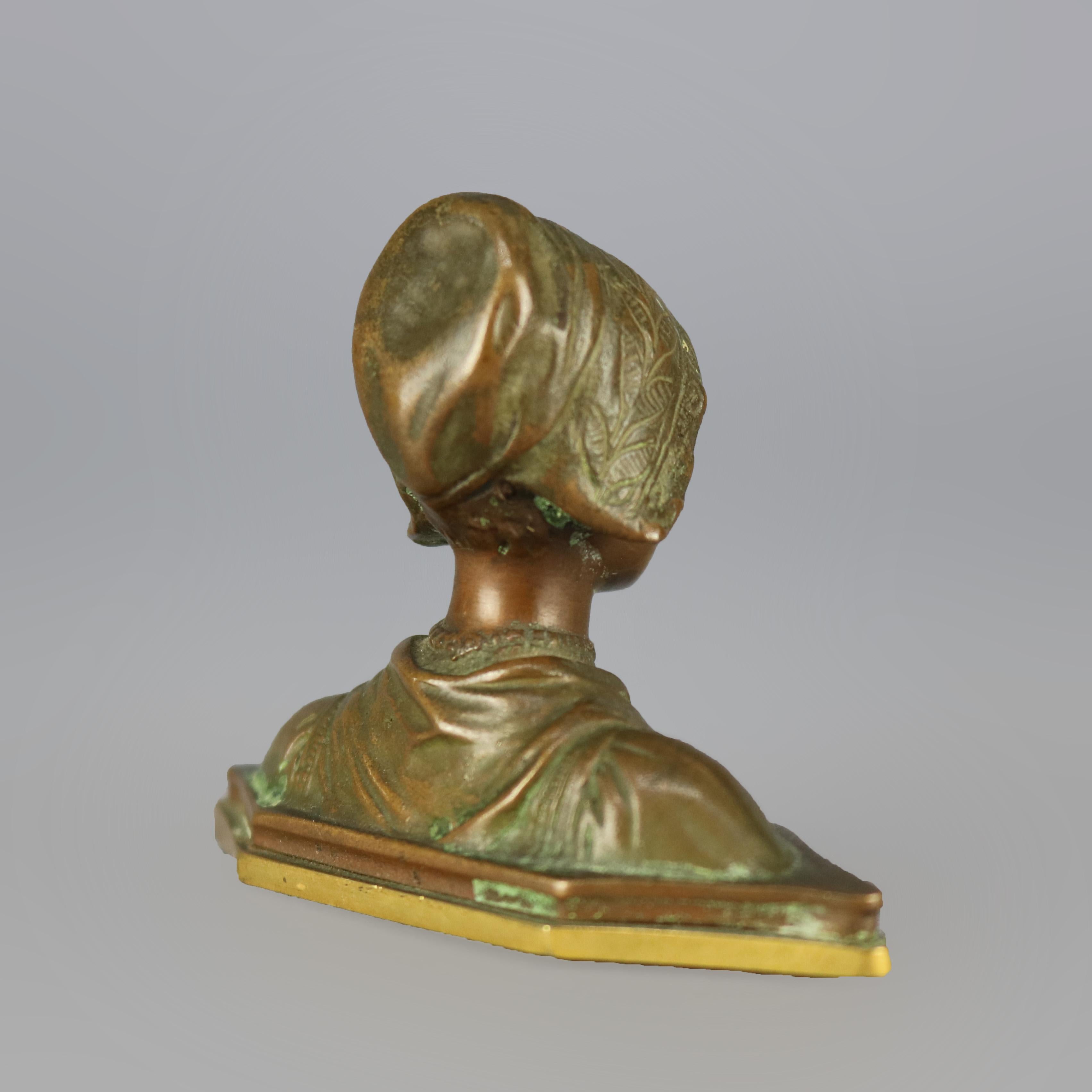 Cast Antique Cabinet Bronze Bust Portrait Bust Sculpture of Woman, circa 1900