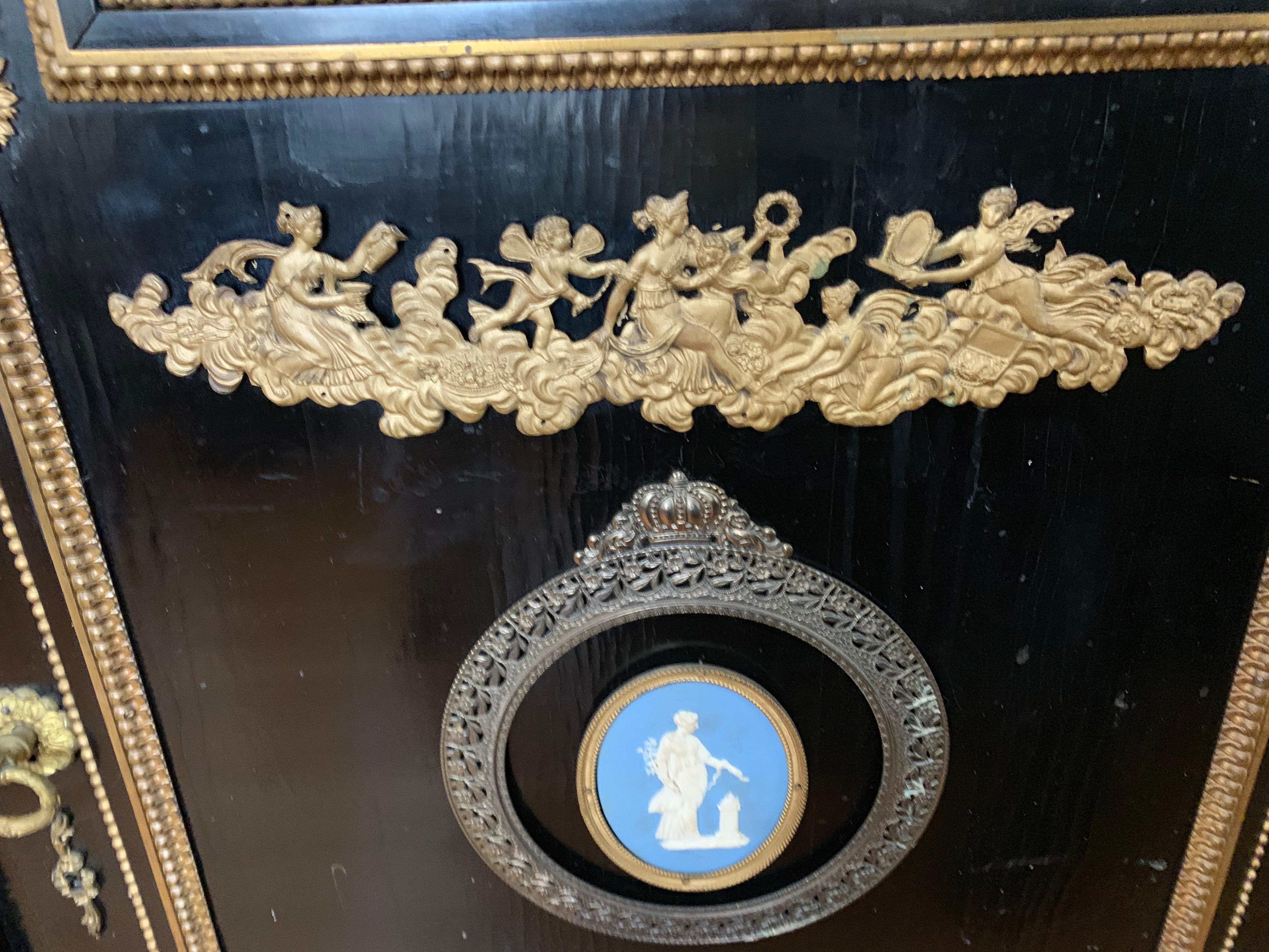 Antique Cabinet, Bronze Detail and Wedgwood Cameo For Sale 2