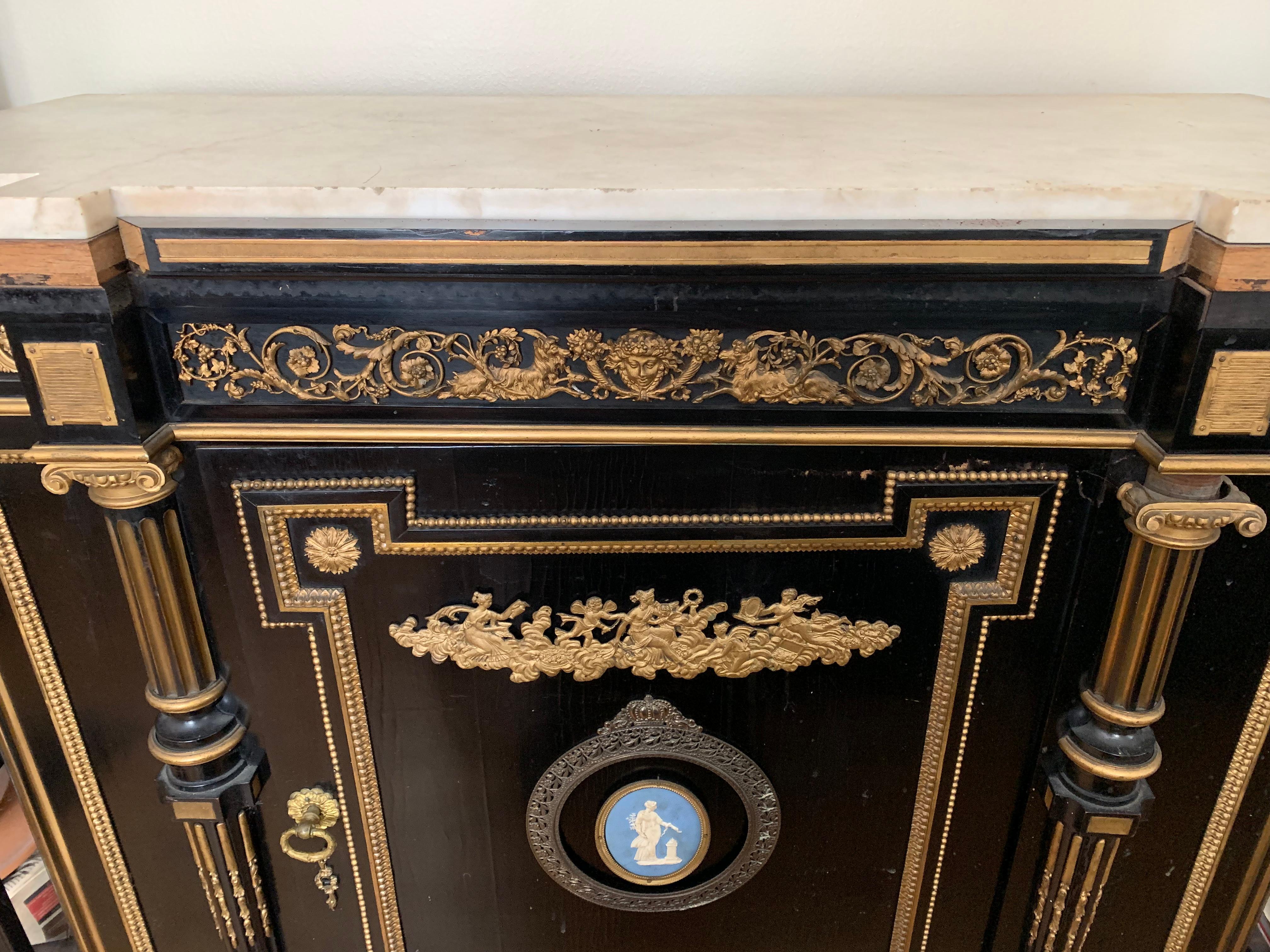 Antique Cabinet, Bronze Detail and Wedgwood Cameo For Sale 6