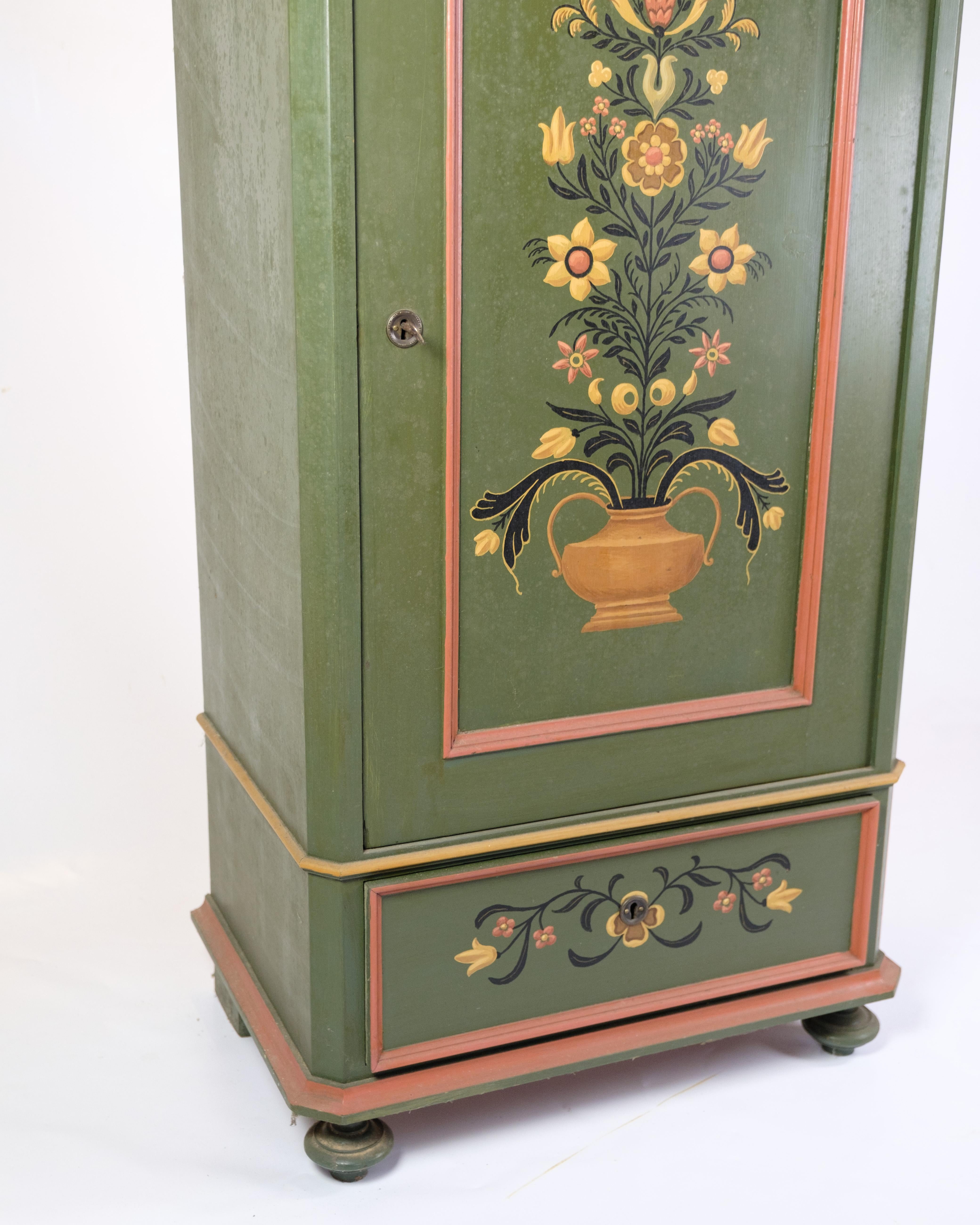 Other Antique Cabinet Hand Painted With Floral Decoration From 1890s For Sale