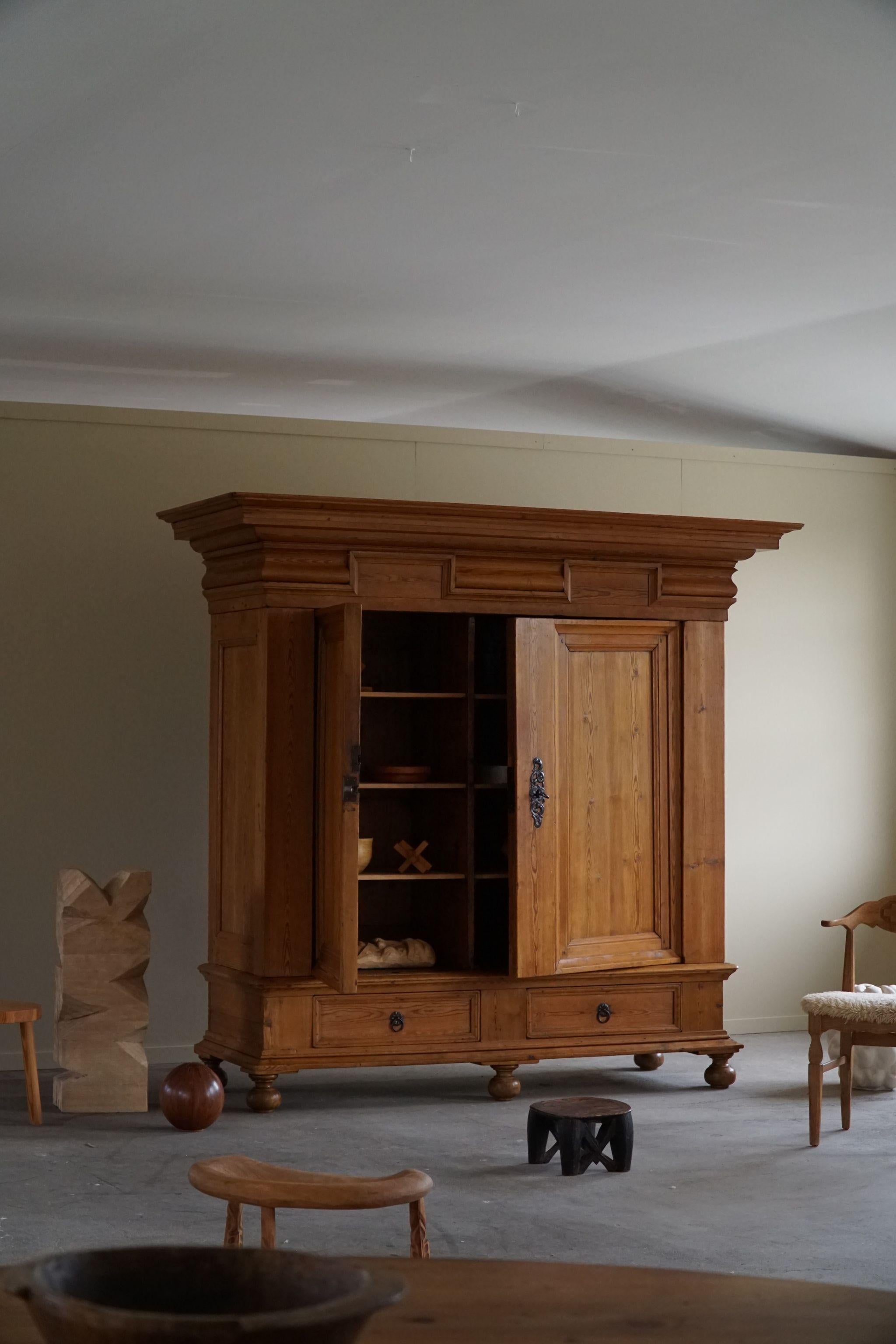 Baroque Antique Cabinet in Solid Pine, Provenance 