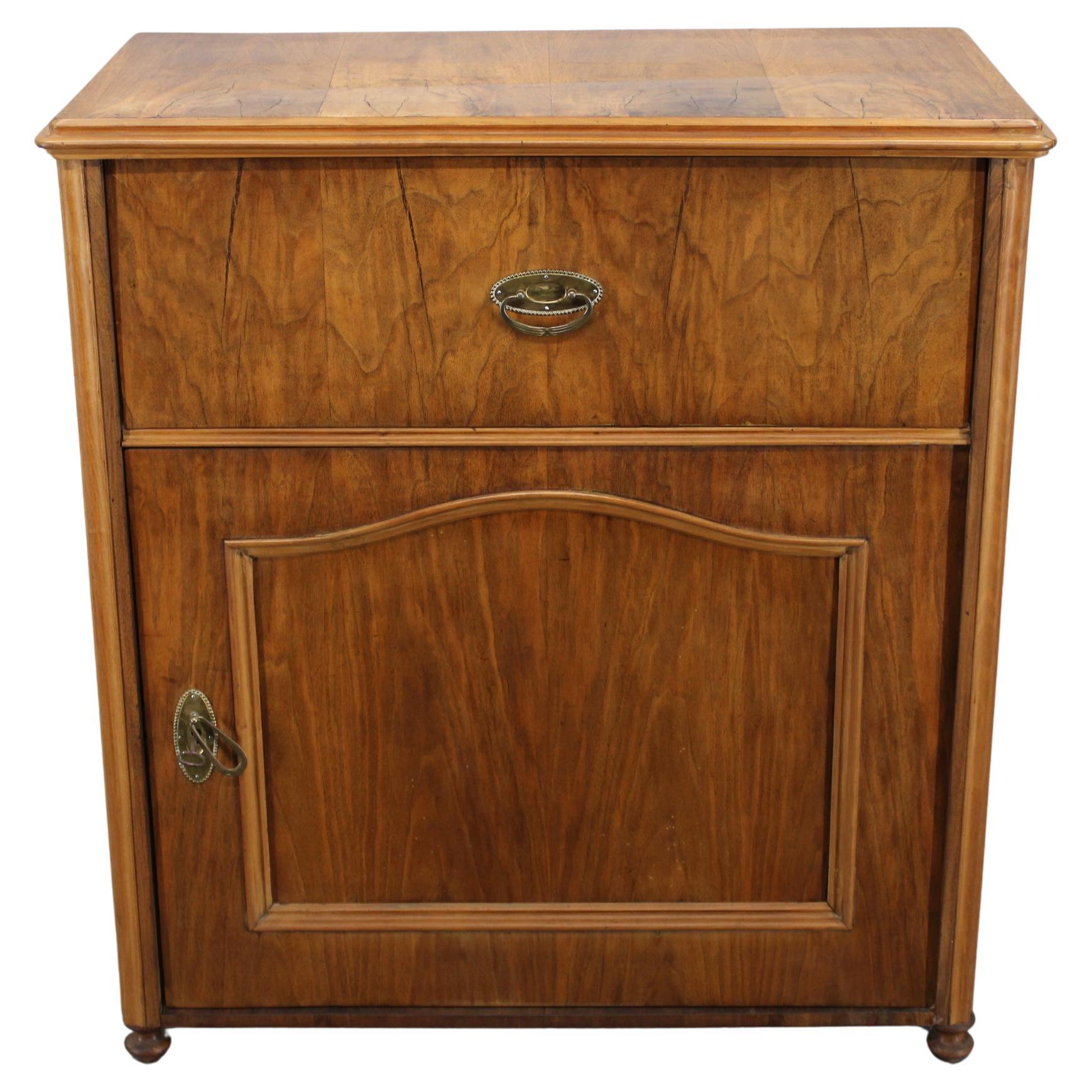 Antique Cabinet in Walnut Finish, Czechoslovakia