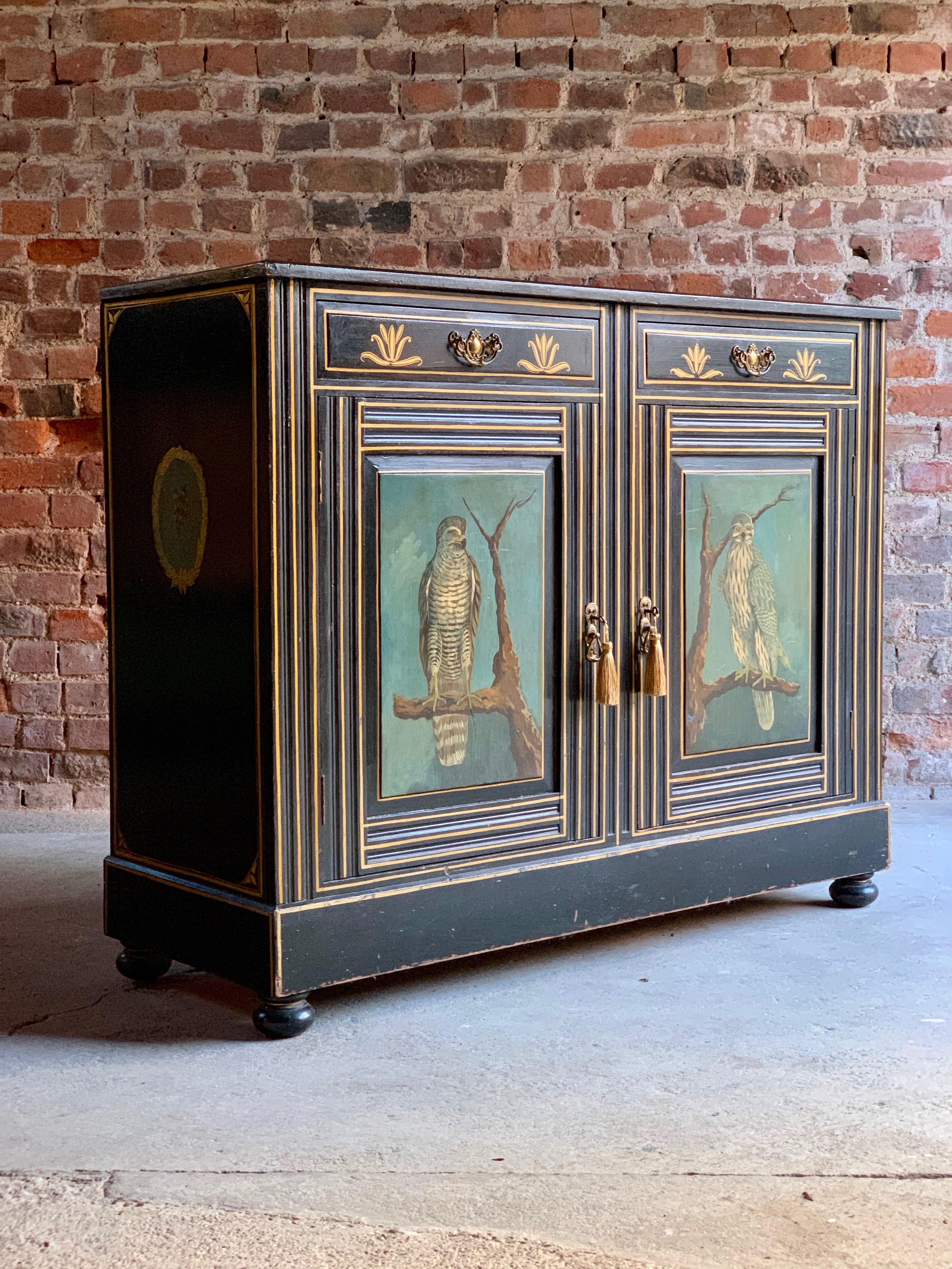 Antique Cabinet Side Cupboard Hand Painted Victorian 19th Century, circa 1890 6
