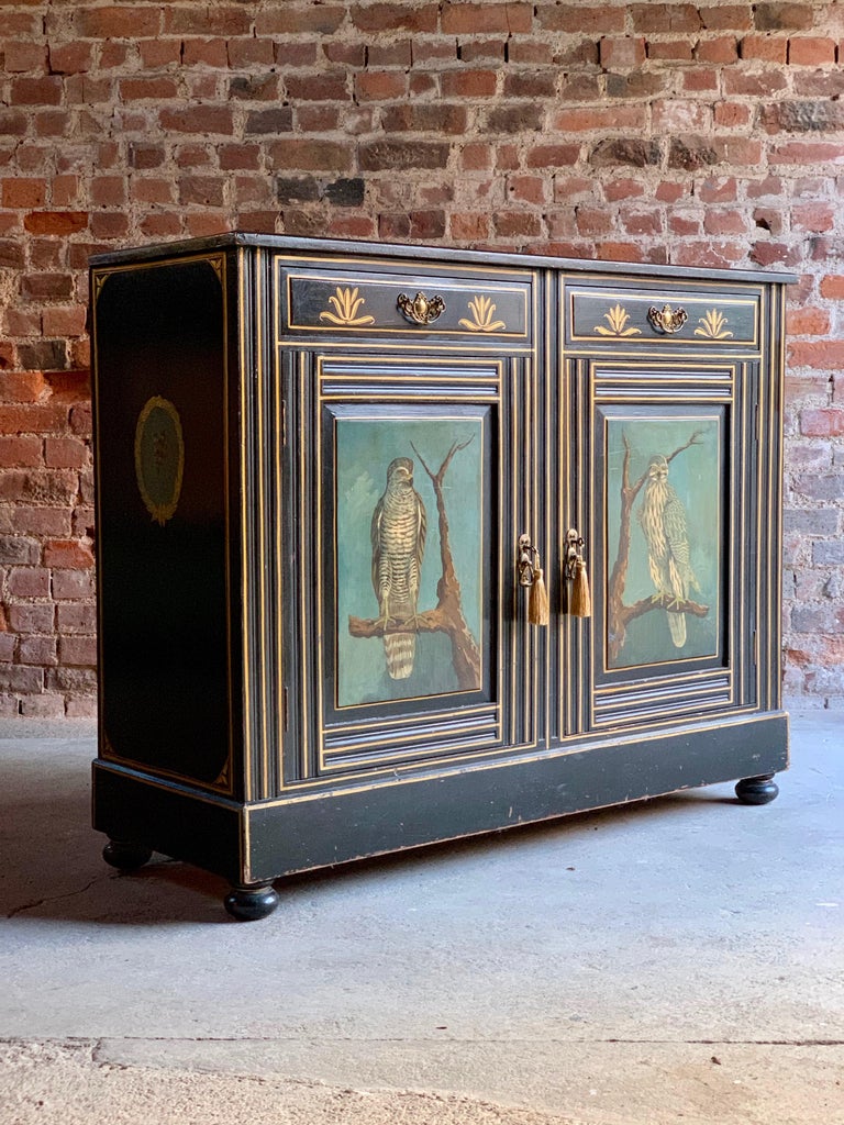 Antique Cabinet Side Cupboard Hand Painted Victorian, circa 1890 at 1stDibs