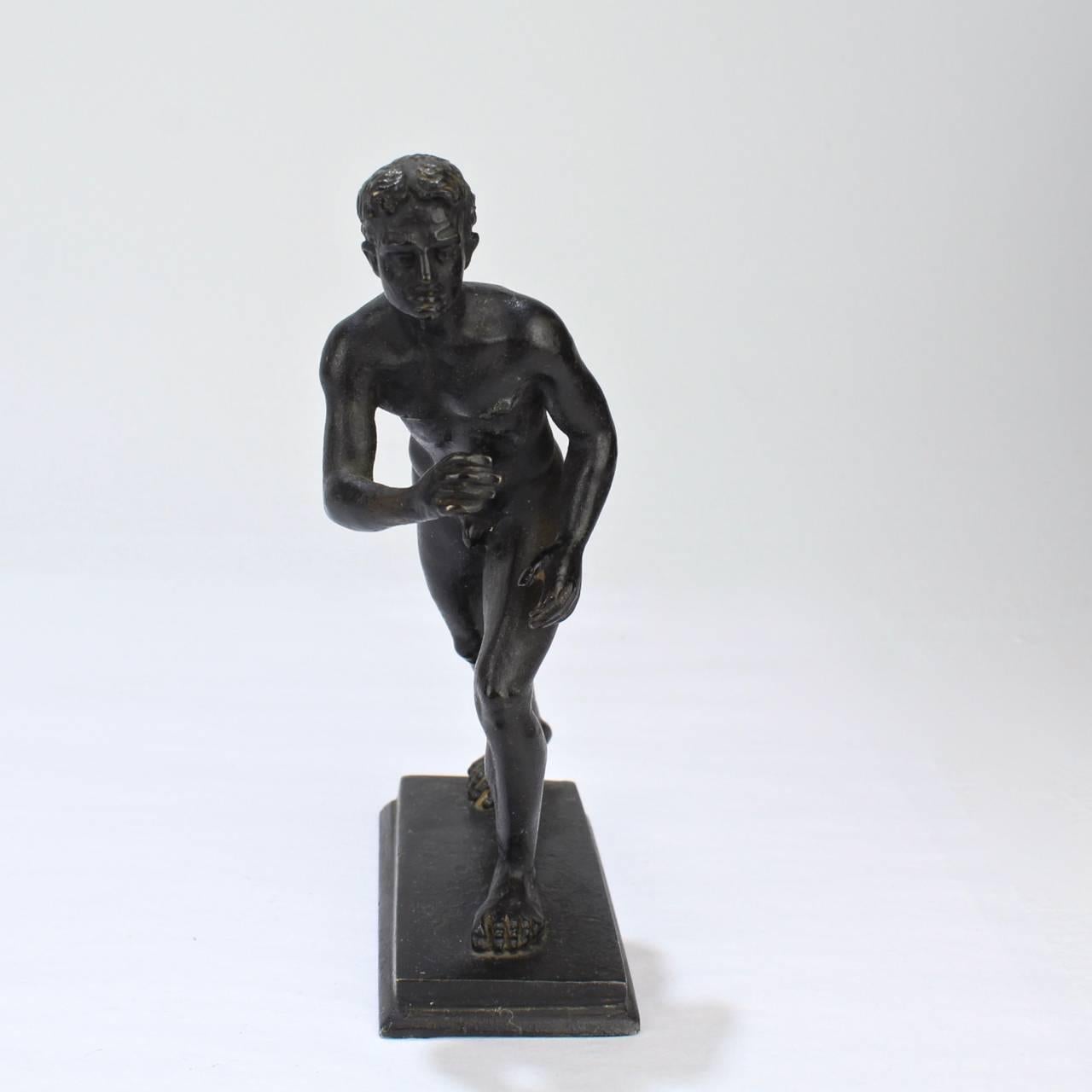 Antique Cabinet Size Grand Tour Bronze Sculpture of the Herculaneum Runner 1