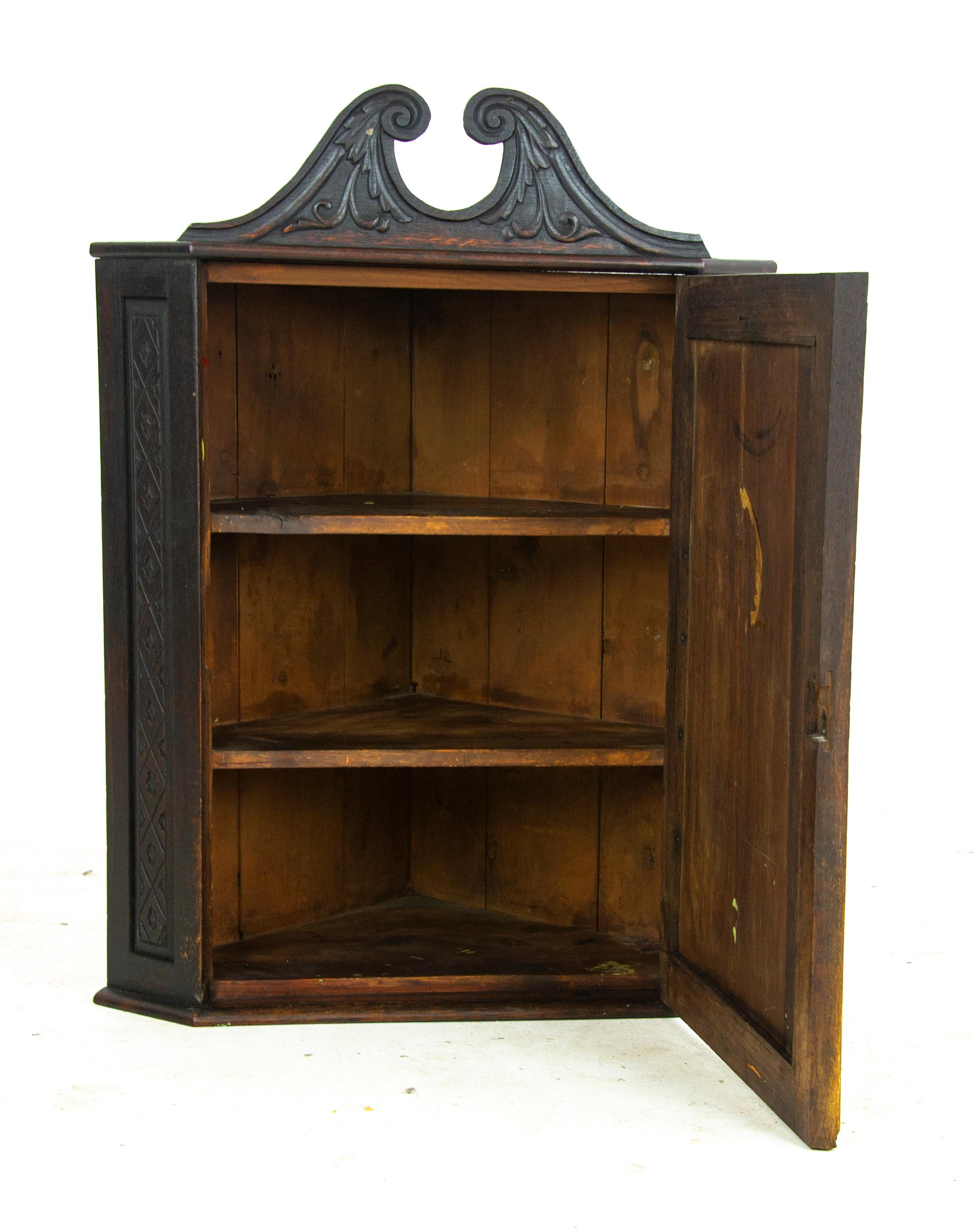Antique Cabinet Victorian Carved Oak Hanging Scotland 1880 Antique Cabinet Victorian Carved Oak Hanging Scotland 1880 B1427 For At 1stdibs