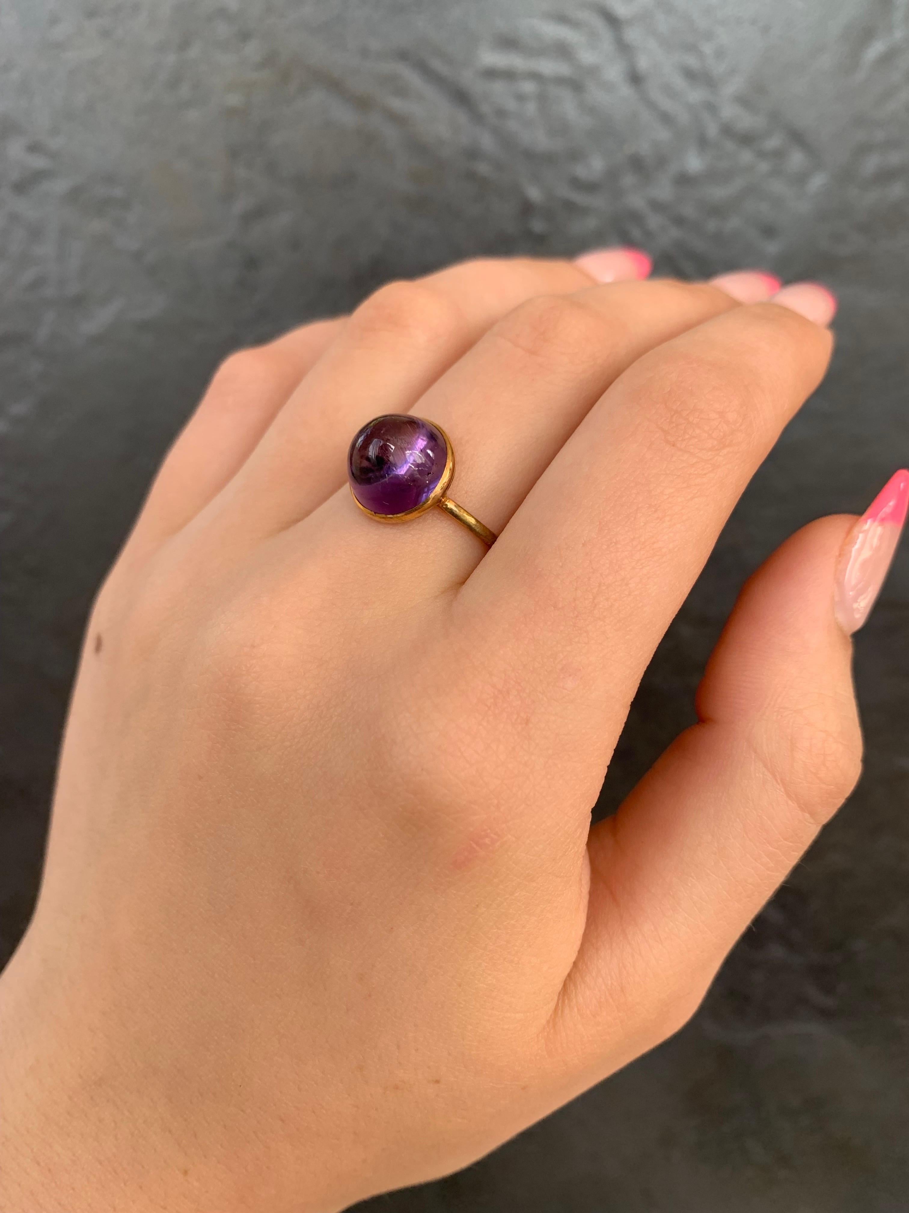 Antique Cabochon Amethyst Cocktail Ring in 9ct Yellow Gold 5