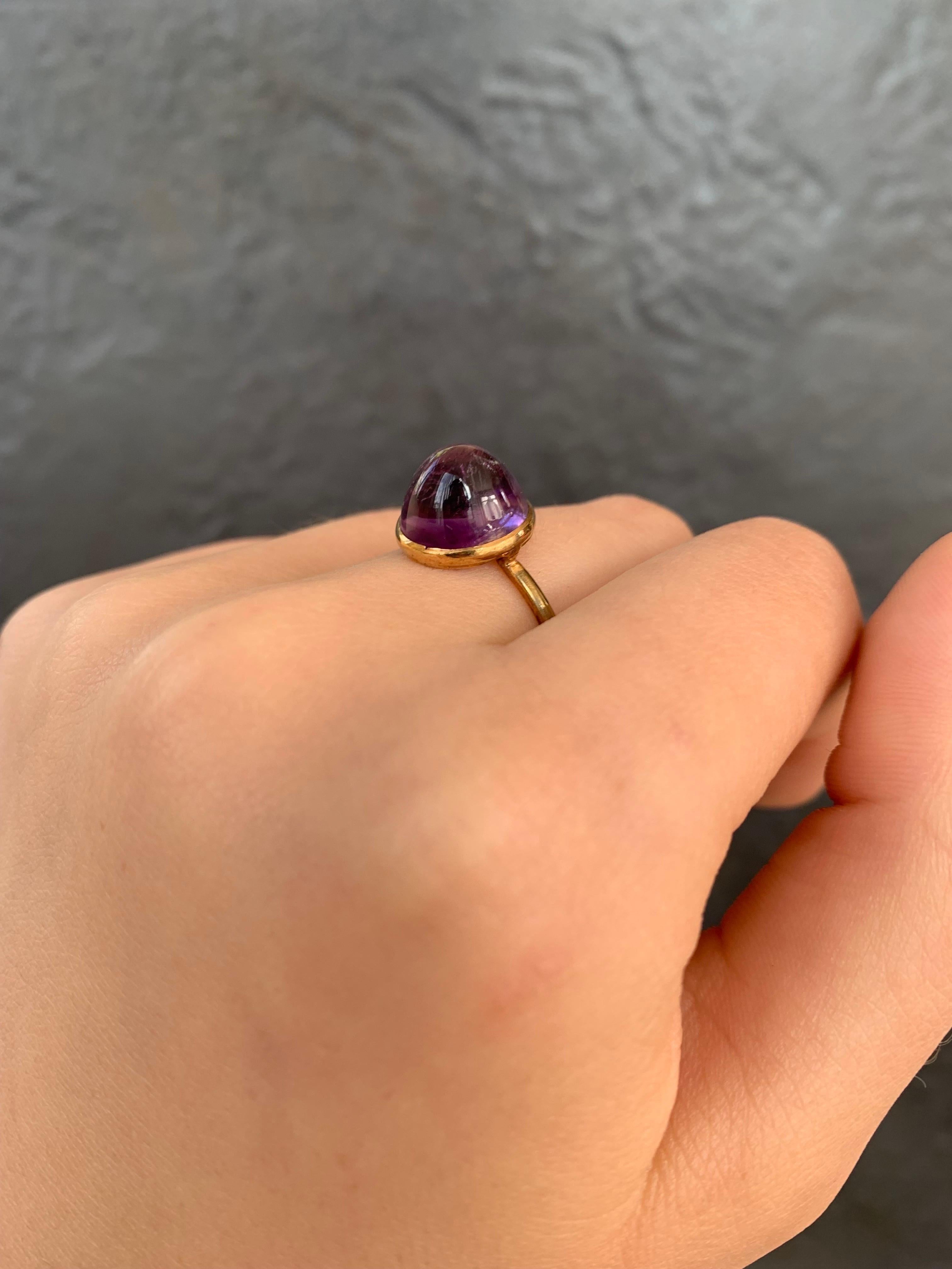 Antique Cabochon Amethyst Cocktail Ring in 9ct Yellow Gold 6