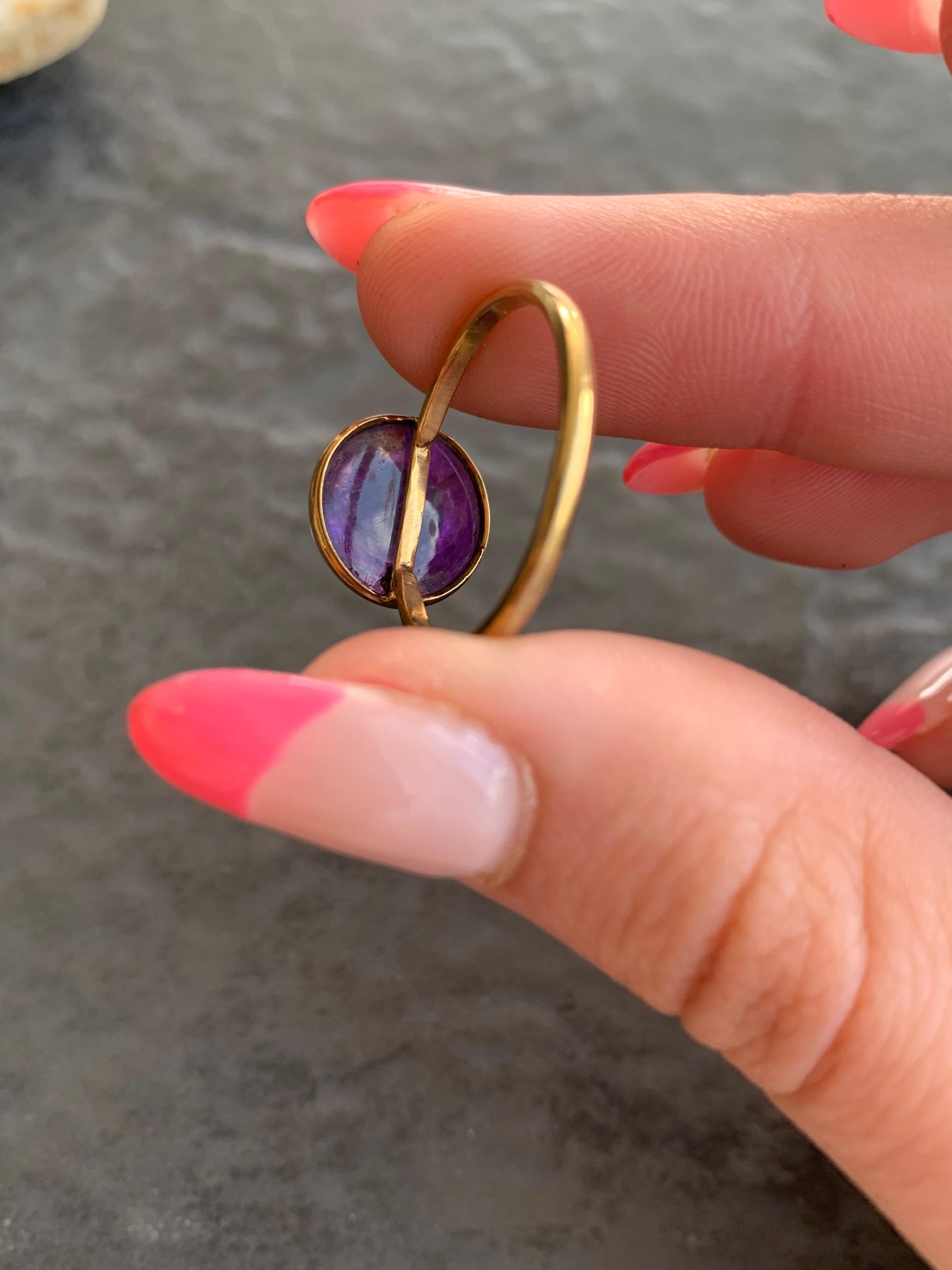 Antique Cabochon Amethyst Cocktail Ring in 9ct Yellow Gold 1