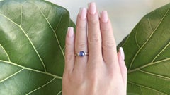 Antique Cabochon Cut Sapphire Old European Cut Diamond Rose Gold Ring