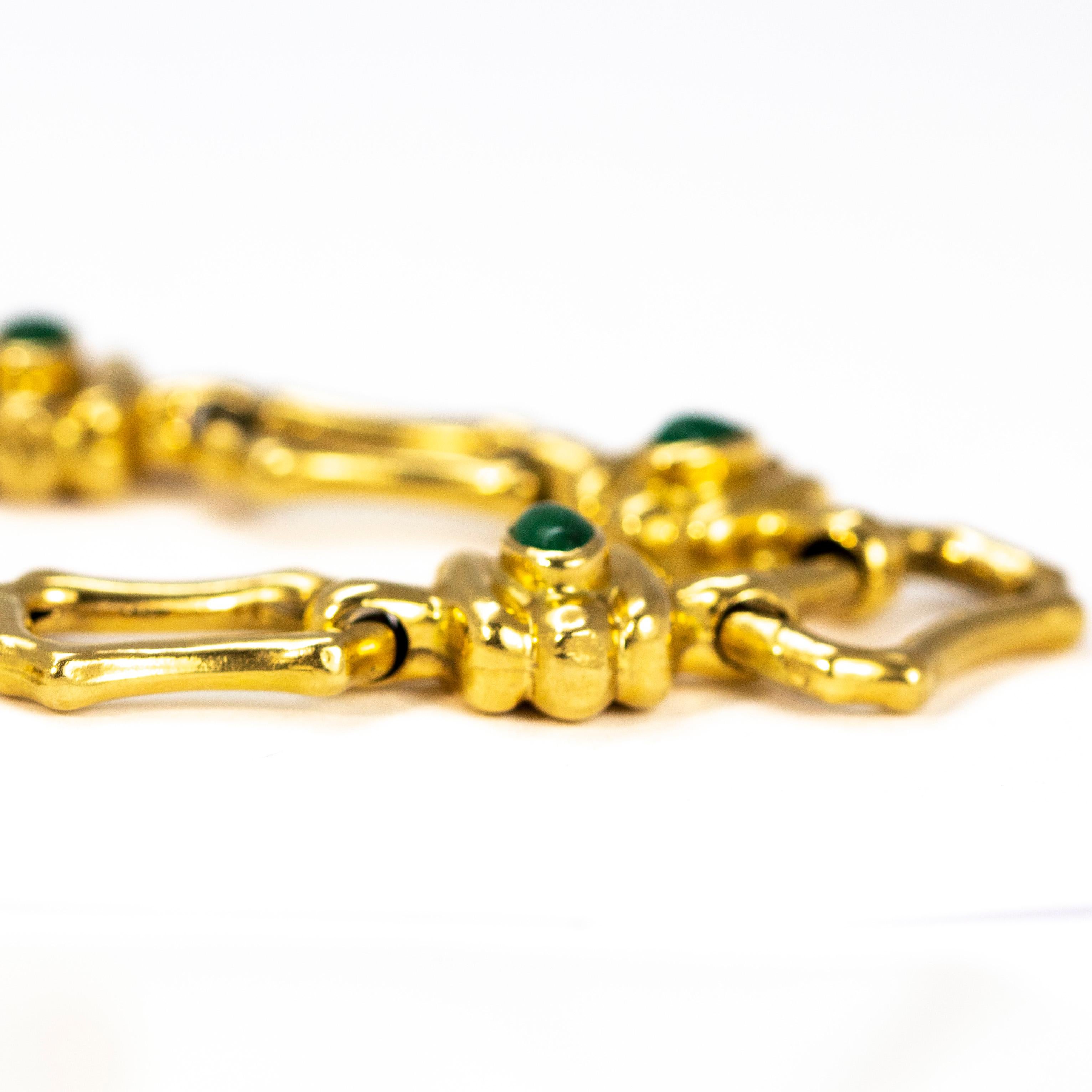 Antique Cabochon Emerald and 18 Carat Gold Bracelet In Good Condition In Chipping Campden, GB