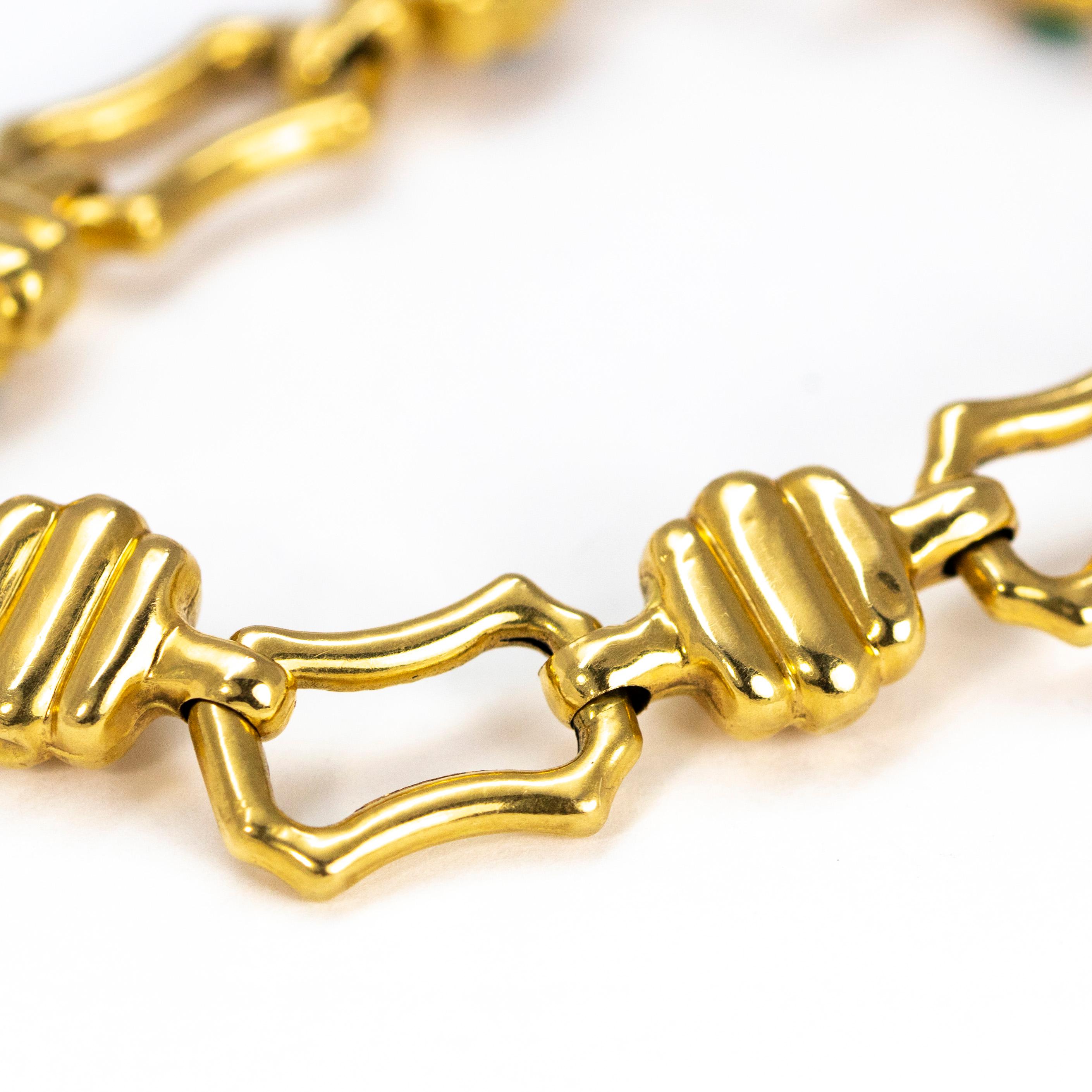 Women's or Men's Antique Cabochon Emerald and 18 Carat Gold Bracelet