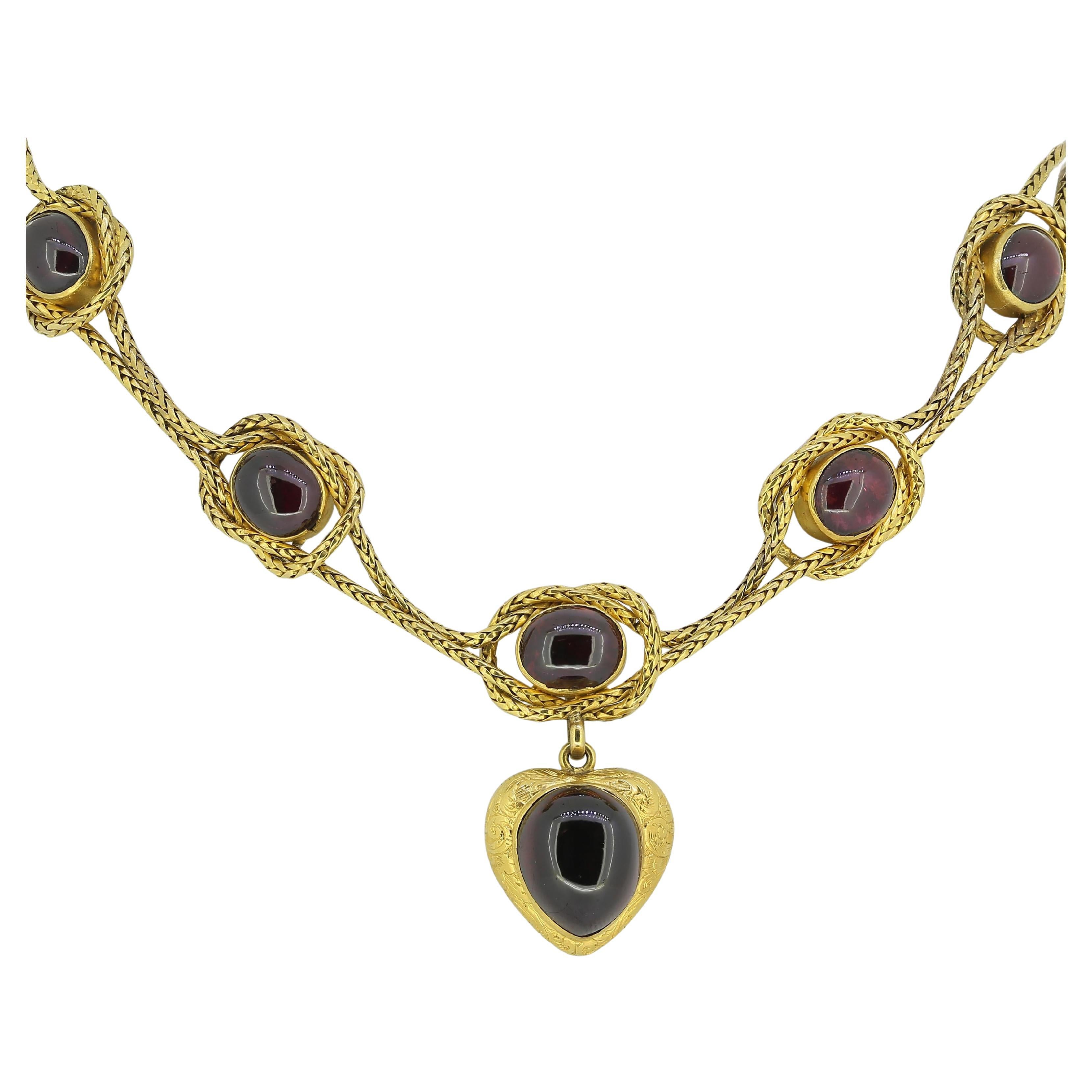 Antike Cabochon Granat Tropfen Halskette