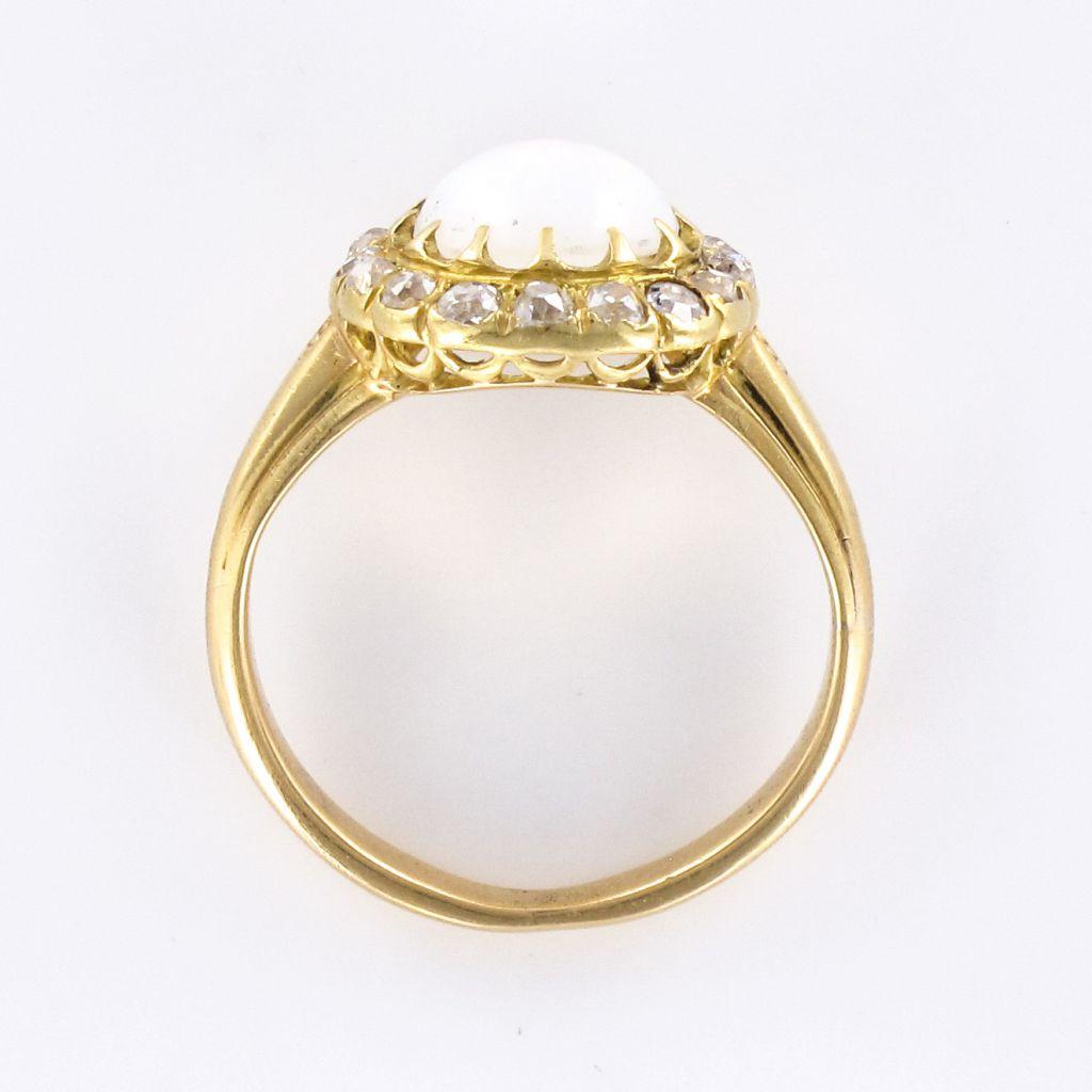 Antique Cabochon Opal Diamond Gold Engagement Ring 11
