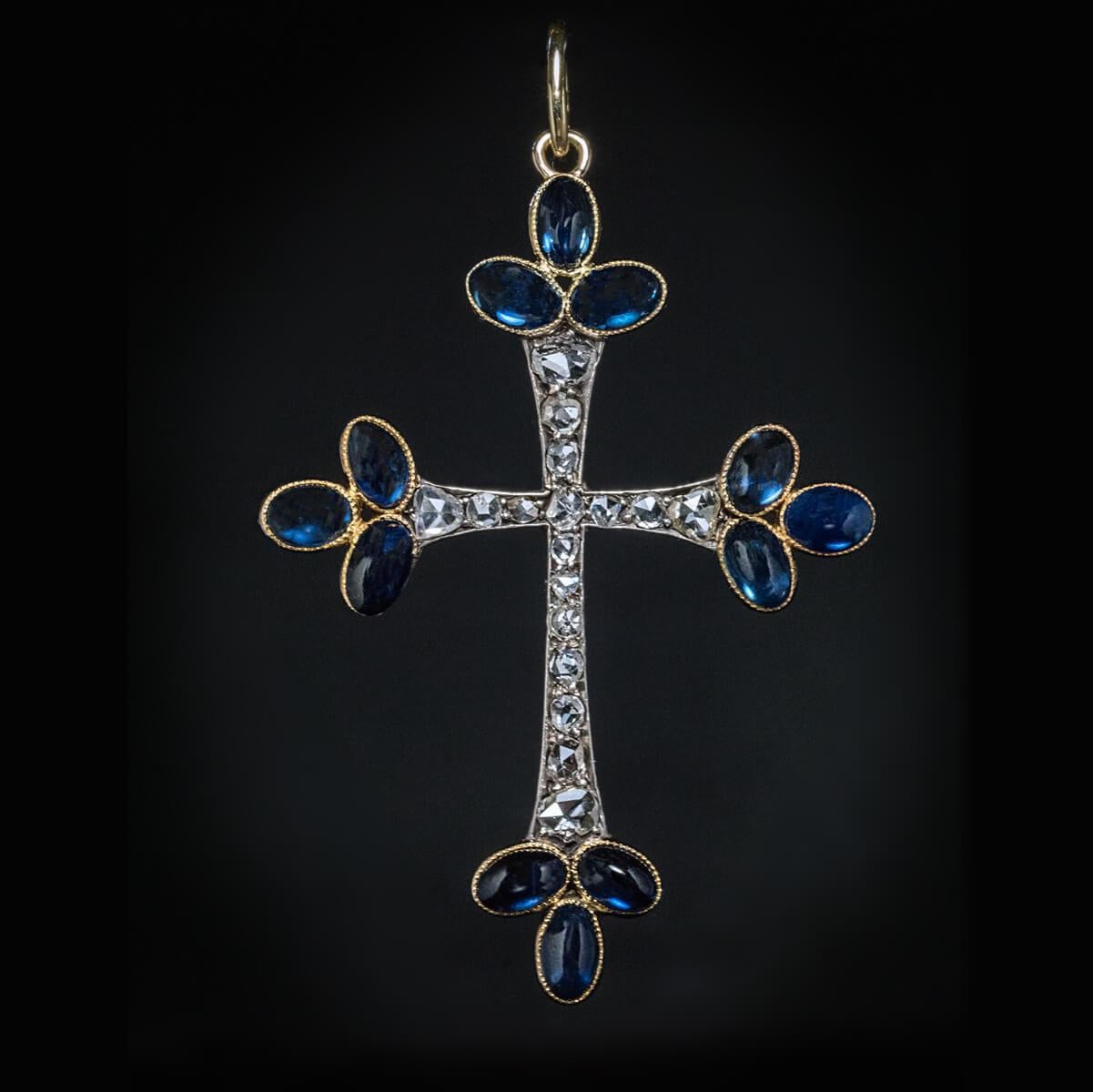 sapphire and diamond cross pendant