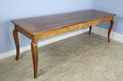 Antique Cabriole Leg Cherry Dining Table with Carved Apron