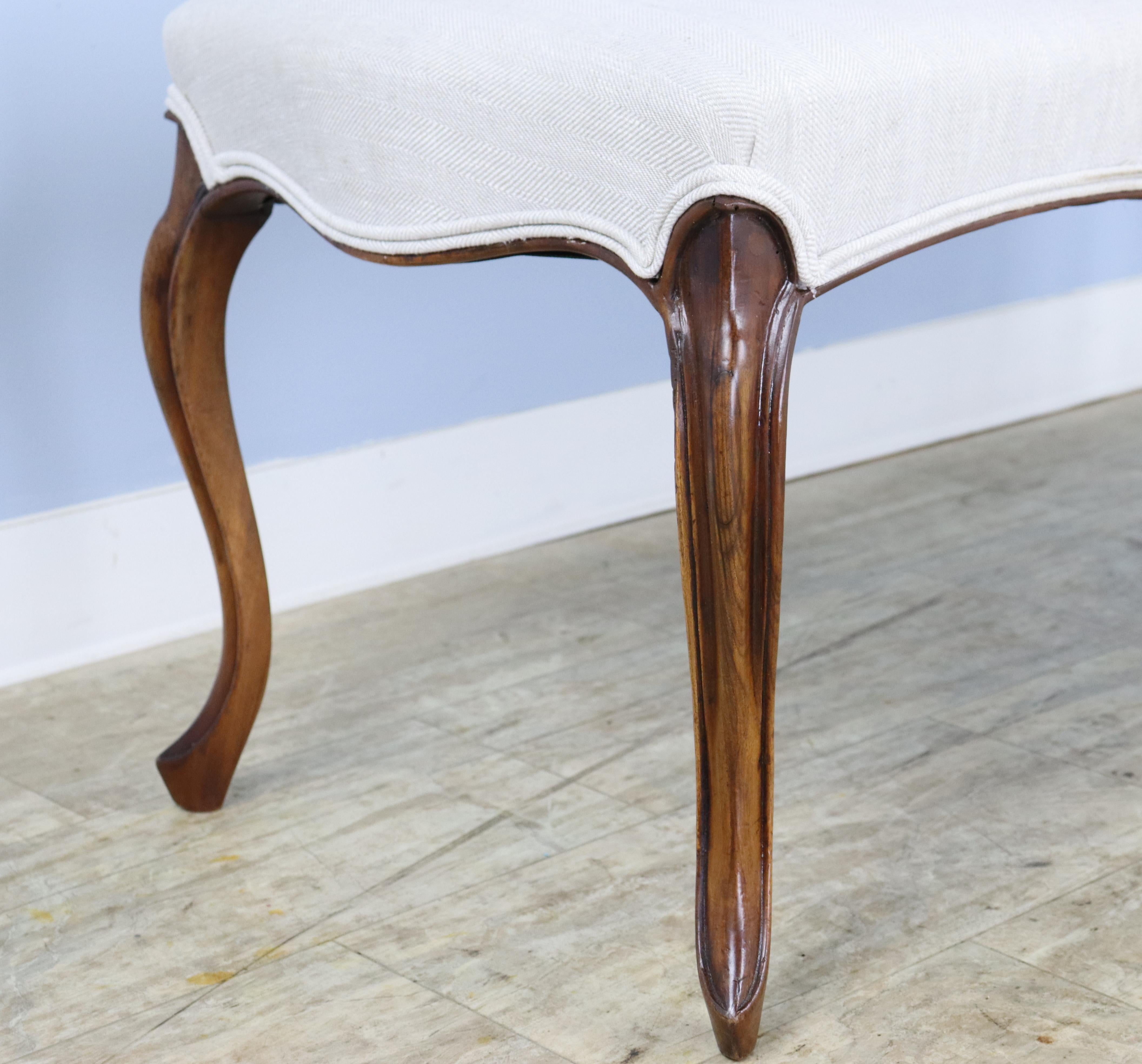 English Antique Cabriole Leg Mahogany Stool For Sale